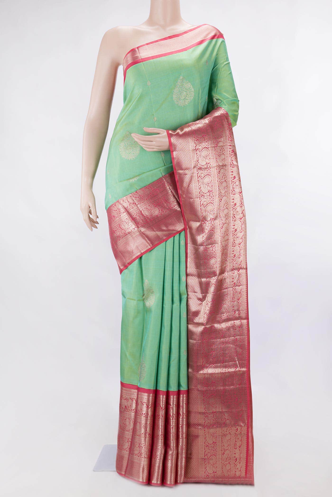 Light Green Dual Tone Kanchipuram Silk Saree