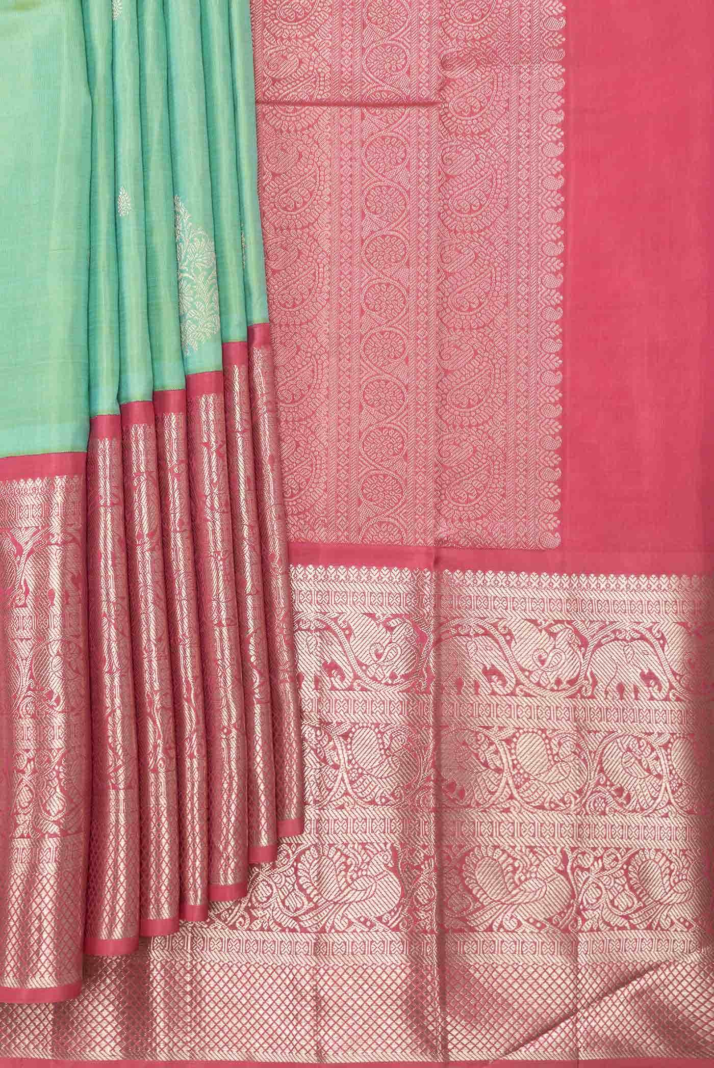 Light Green Dual Tone Kanchipuram Silk Saree