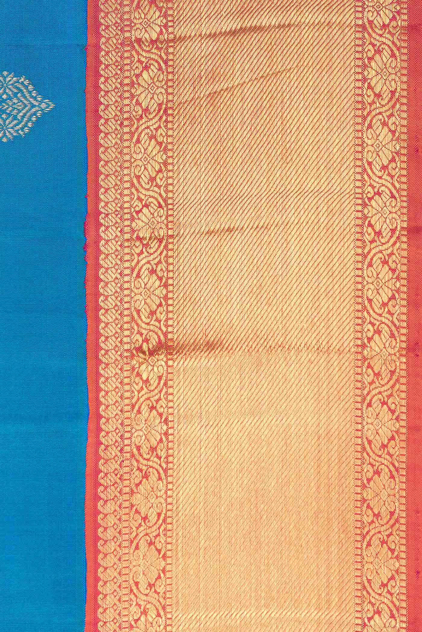 Pure Silk Pure Zari Peacock Blue Dual Tone Kanchipuram Saree