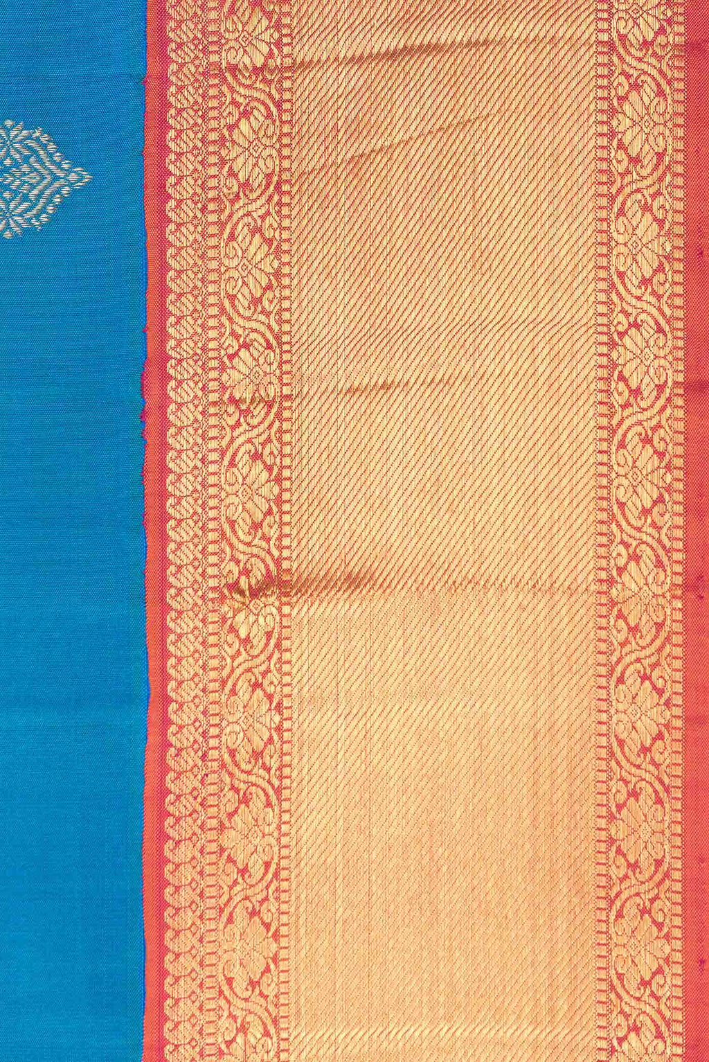 Pure Silk Pure Zari Peacock Blue Dual Tone Kanchipuram Saree