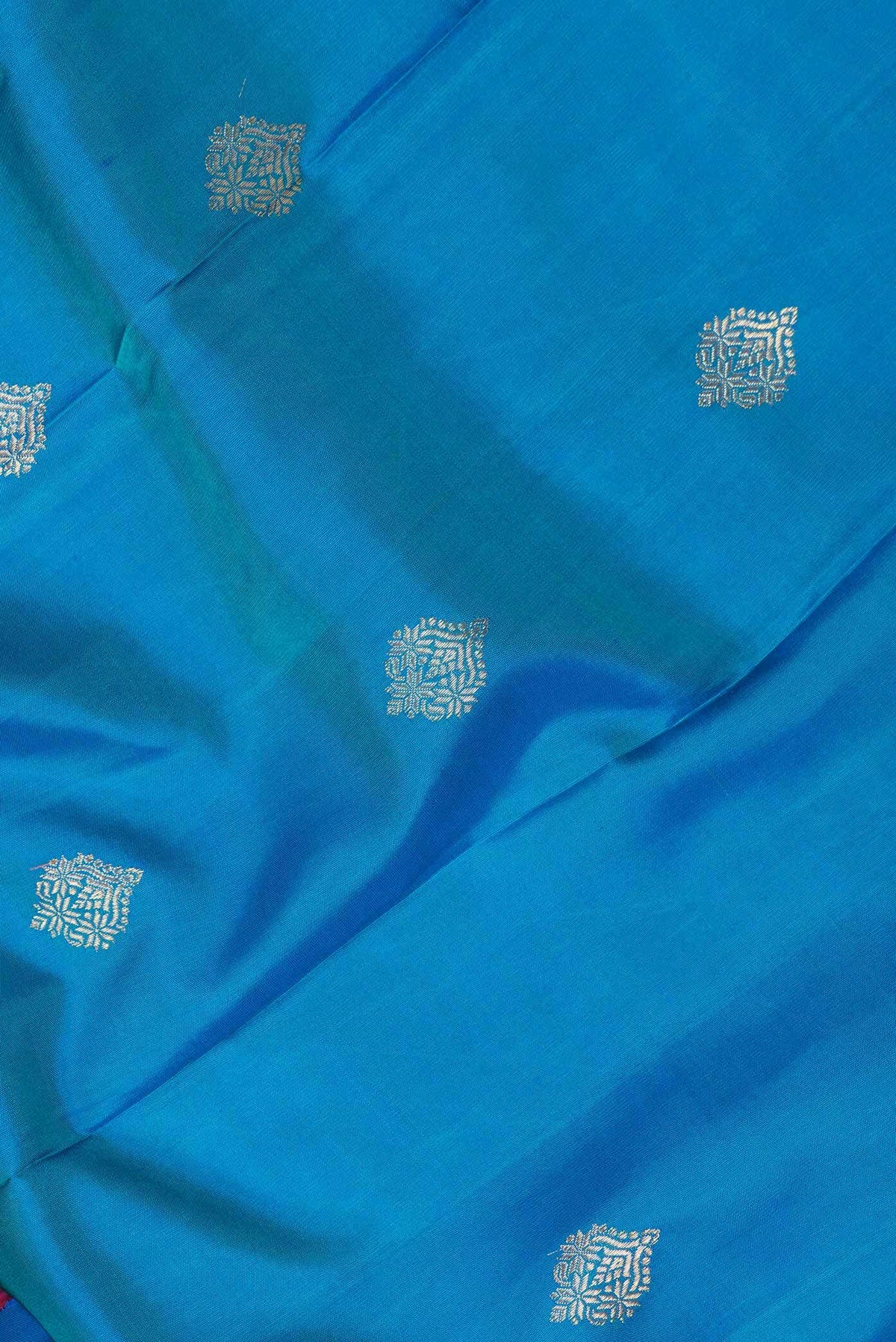 Pure Silk Pure Zari Peacock Blue Dual Tone Kanjivaram Saree