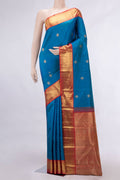 Pure Silk Pure Zari Peacock Blue Dual Tone Kanjivaram Saree