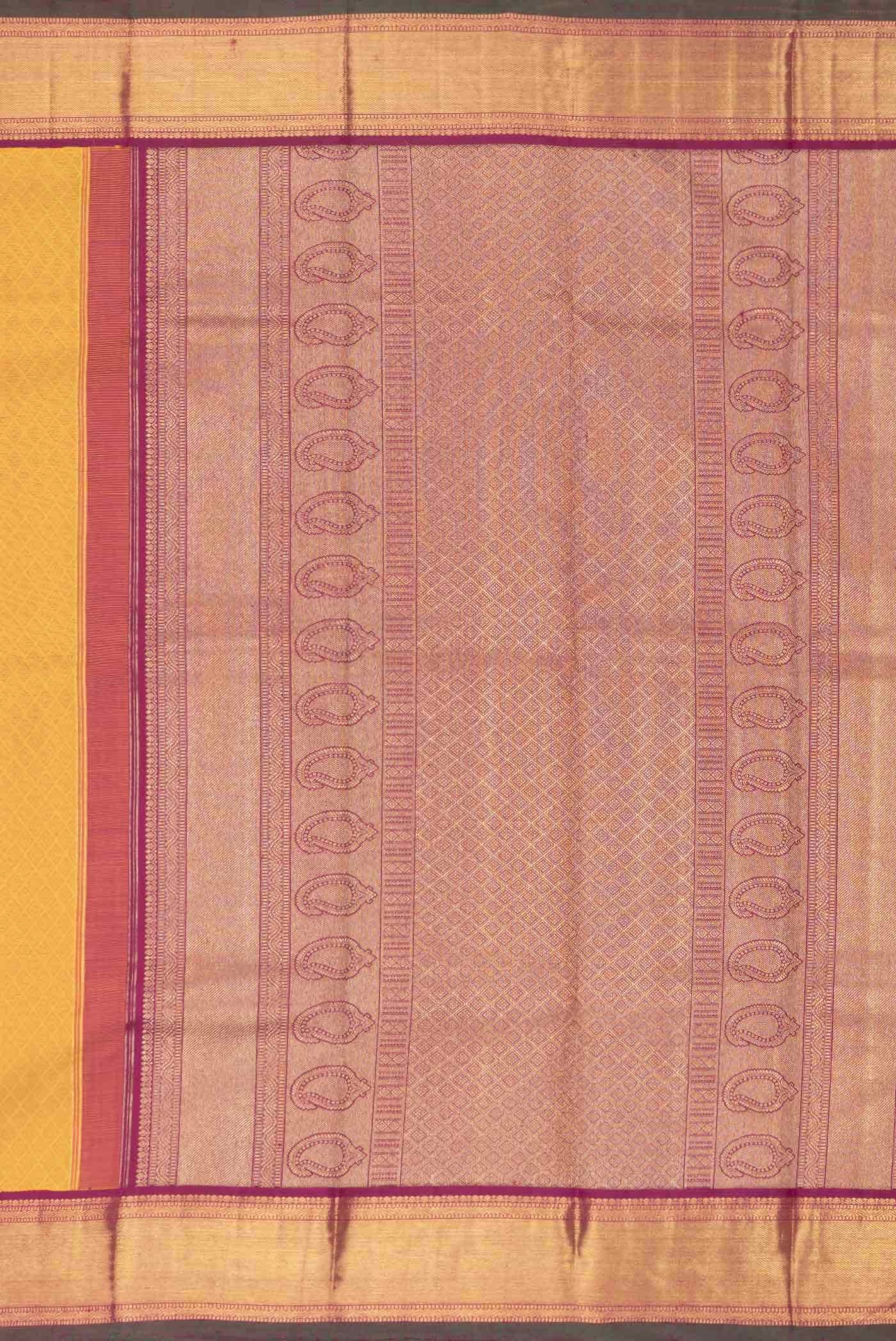 Pure Silk Pure Zari Yellow Kanchipuram Saree