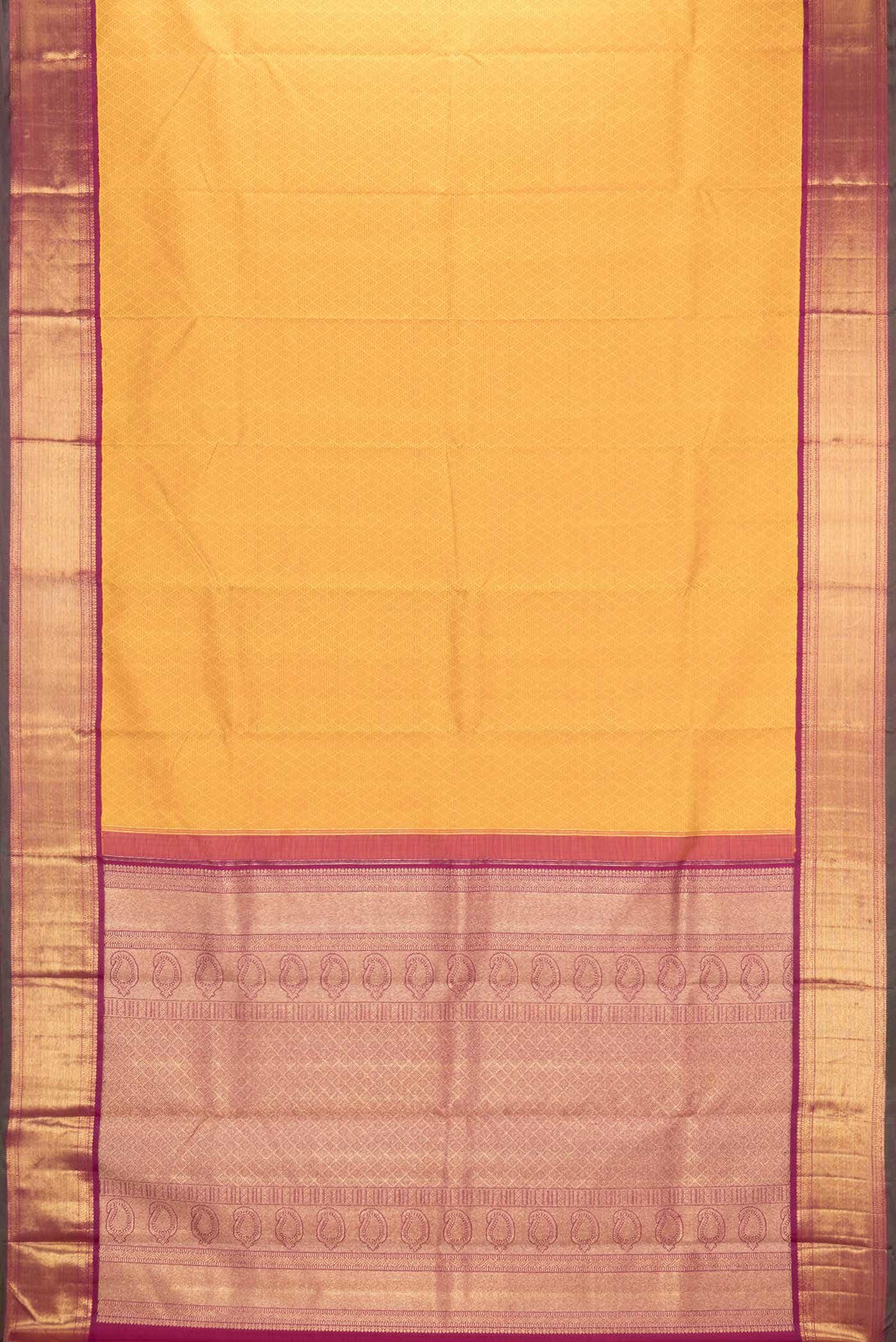 Pure Silk Pure Zari Yellow Kanchipuram Saree