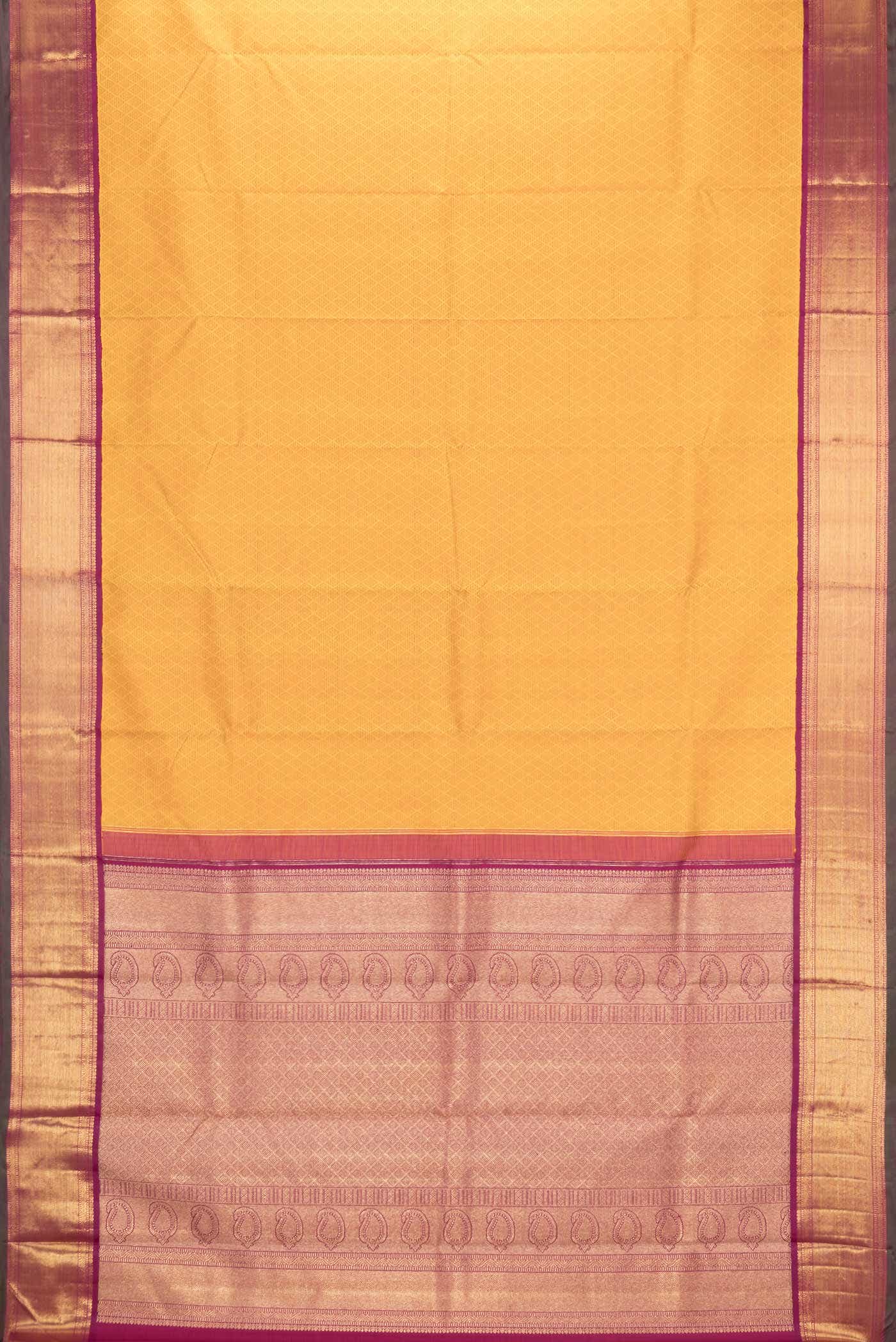 Pure Silk Pure Zari Yellow Kanchipuram Saree