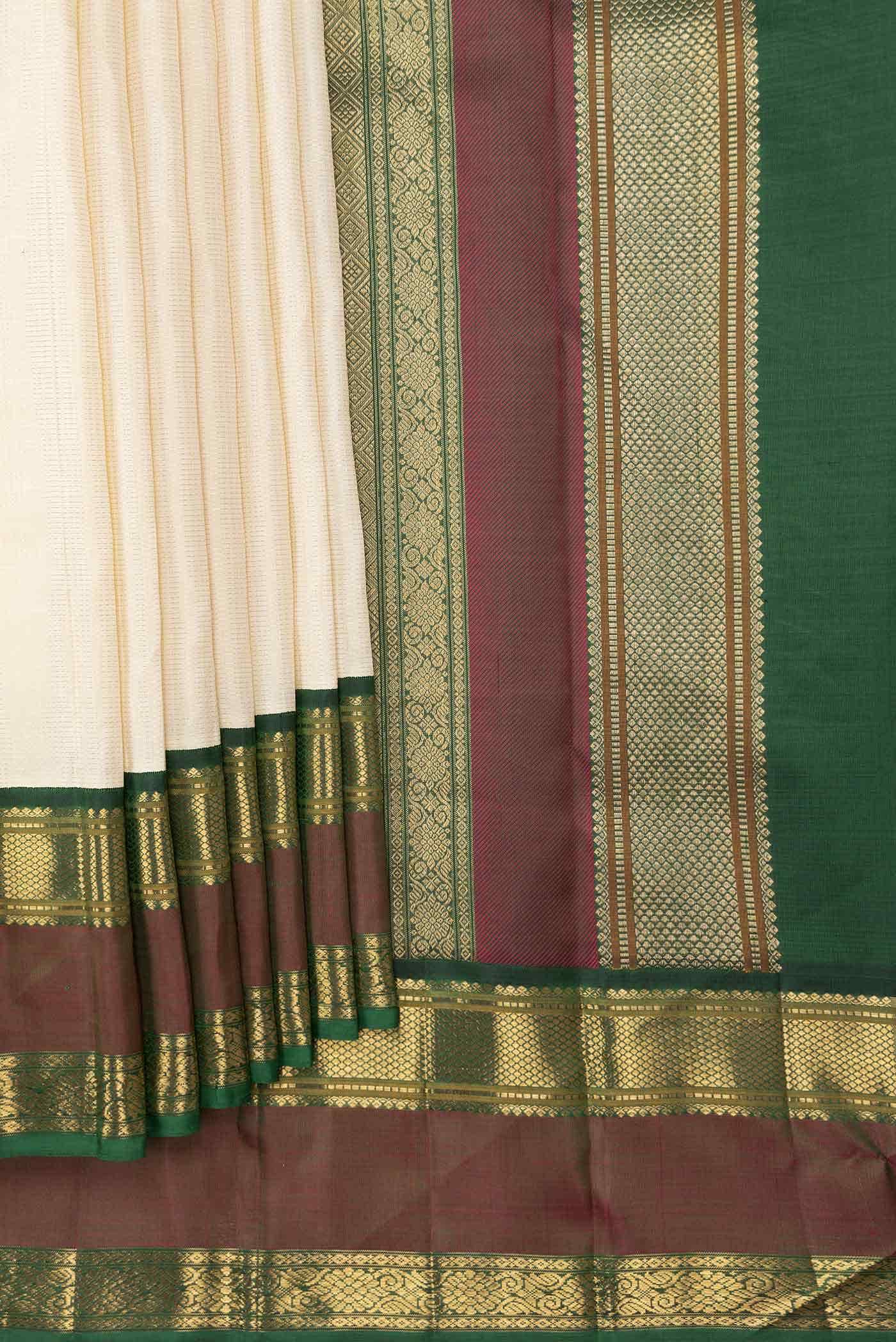 Pure Silk Pure Zari Sandal Dual Tone Kanchipuram Saree