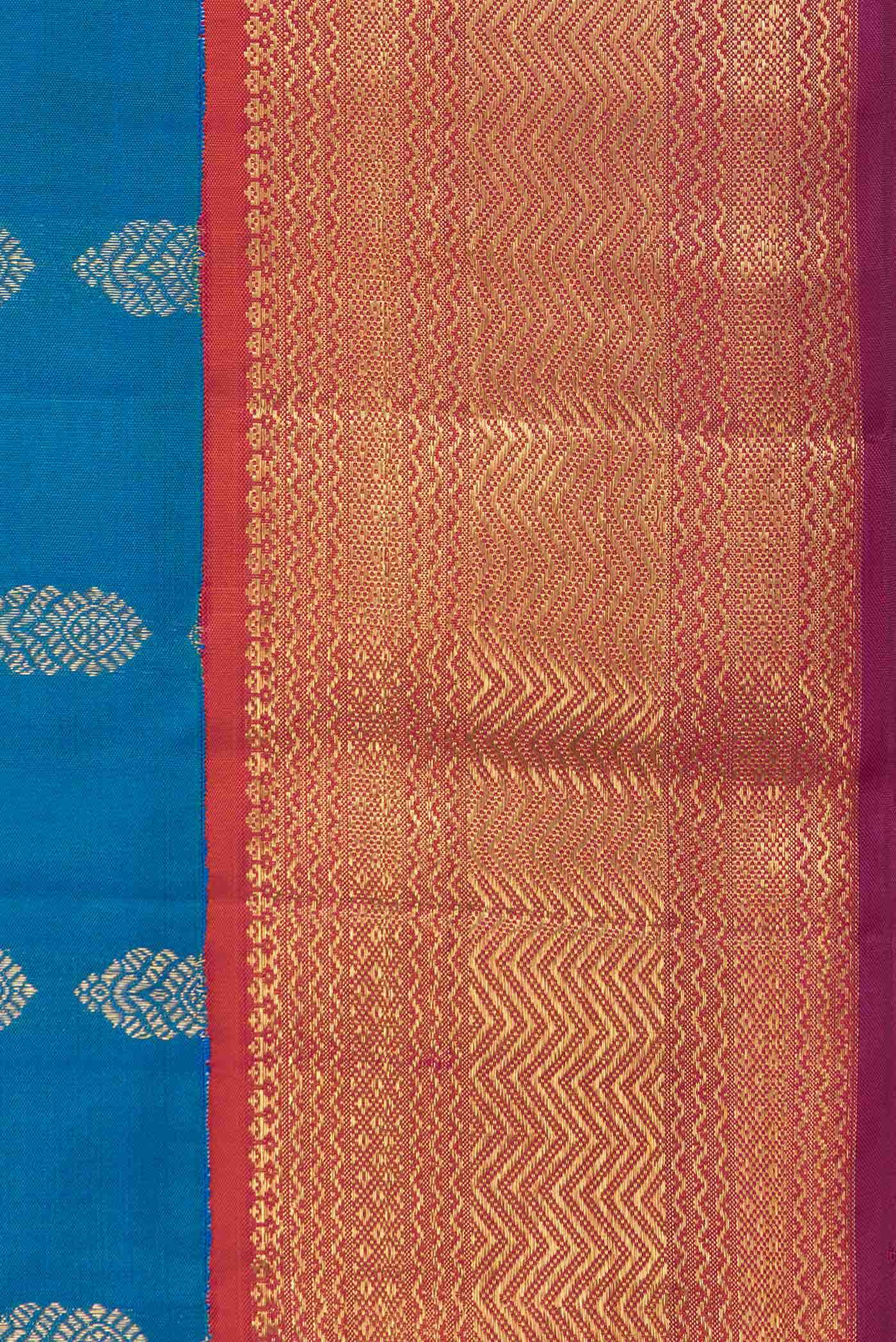 Pure Silk Pure Zari Aqua Blue Dual Tone Kanchipuram Saree