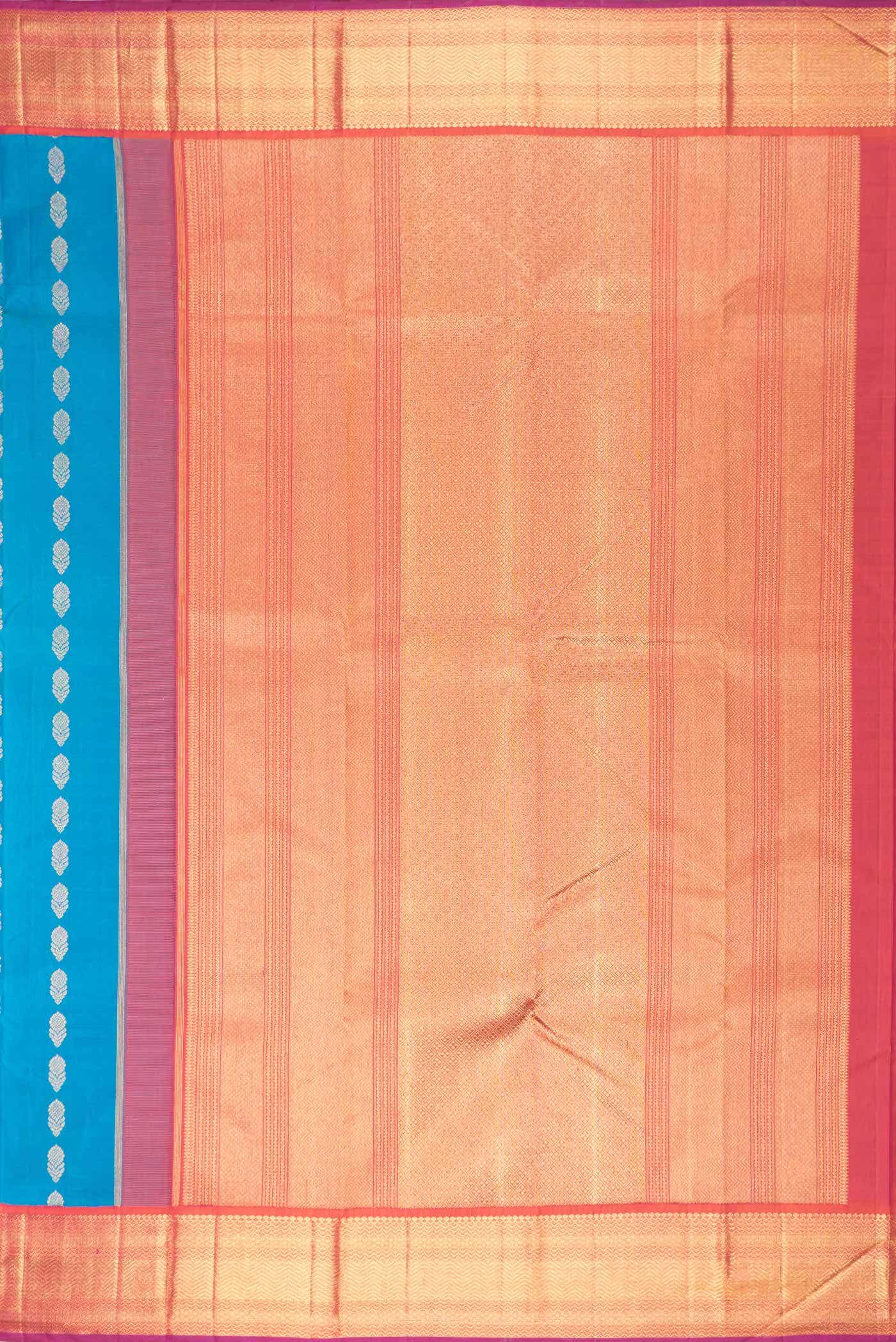 Pure Silk Pure Zari Aqua Blue Dual Tone Kanchipuram Saree