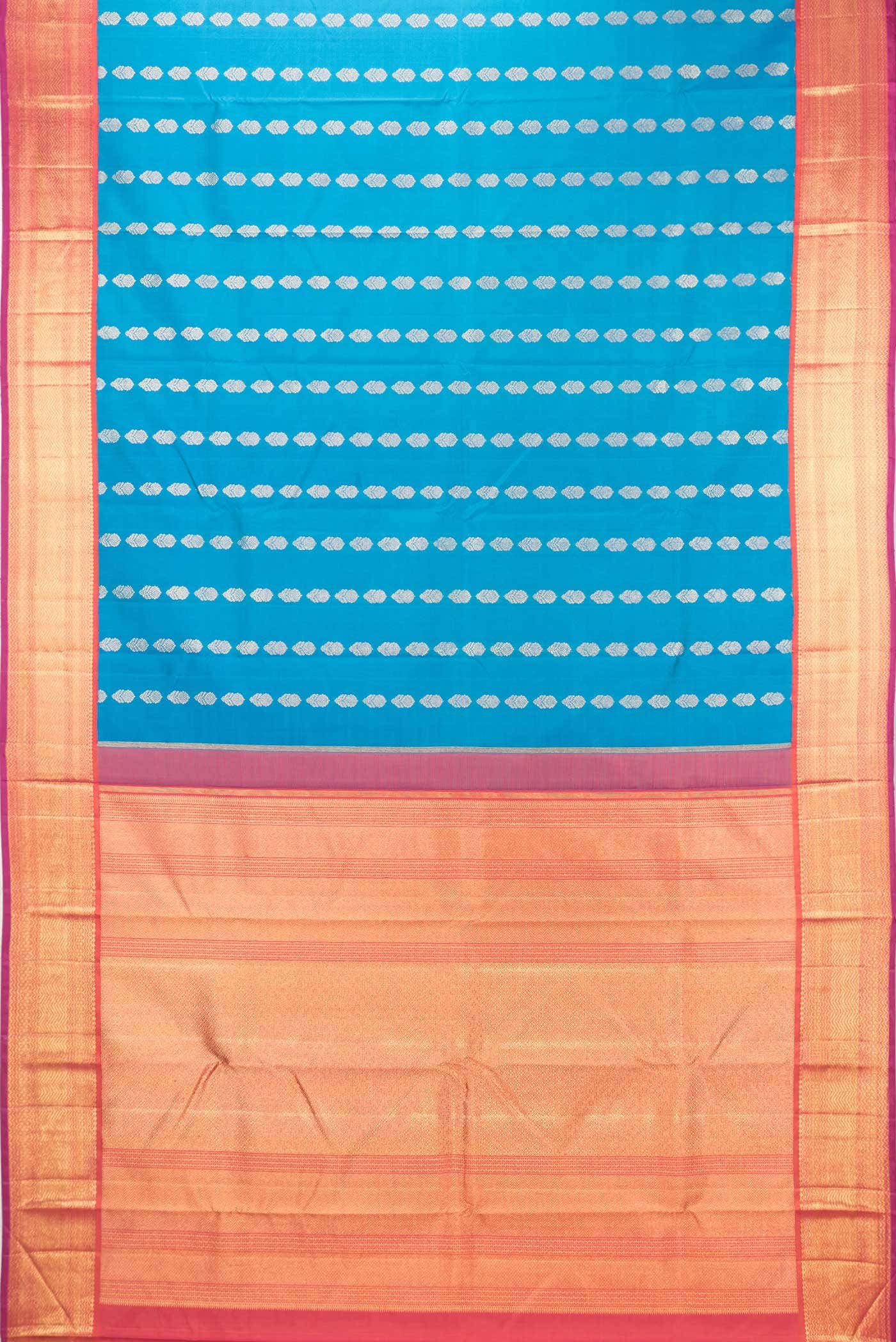 Pure Silk Pure Zari Aqua Blue Dual Tone Kanchipuram Saree
