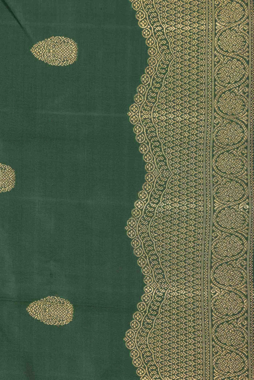 Pure Silk Pure Zari Green Dual Tone Kanchipuram Saree