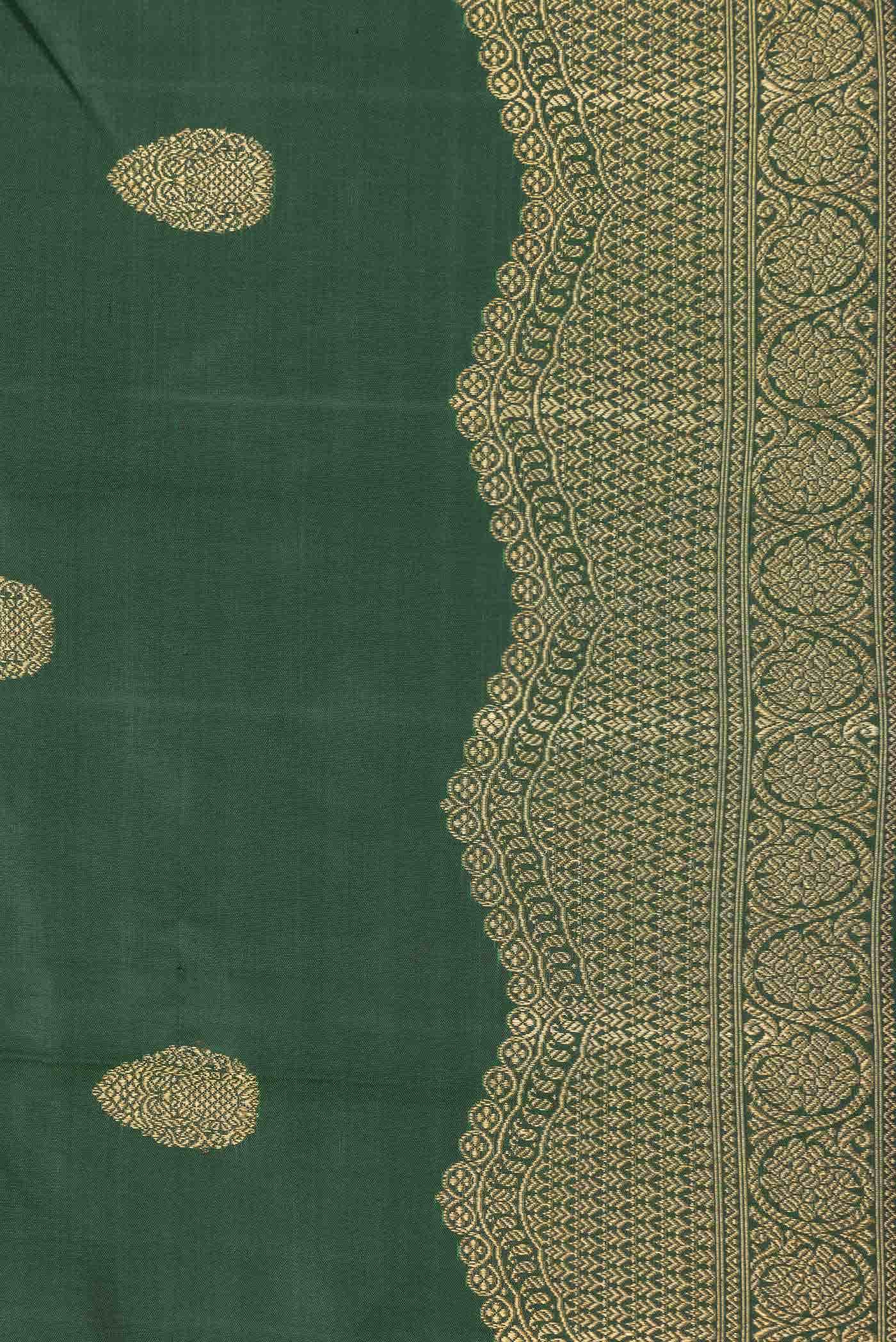Pure Silk Pure Zari Green Dual Tone Kanchipuram Saree