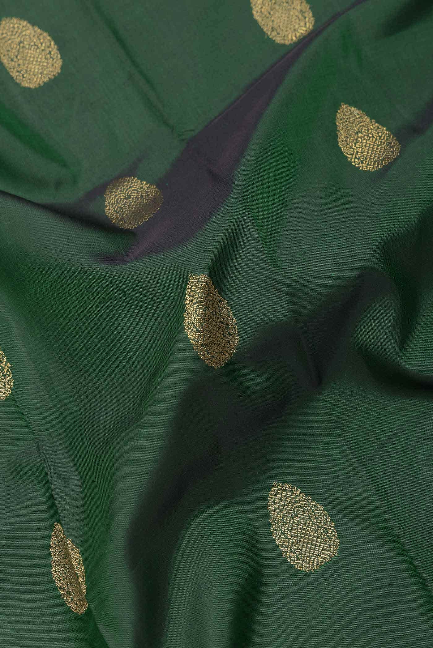 Pure Silk Pure Zari Green Dual Tone Kanchipuram Saree