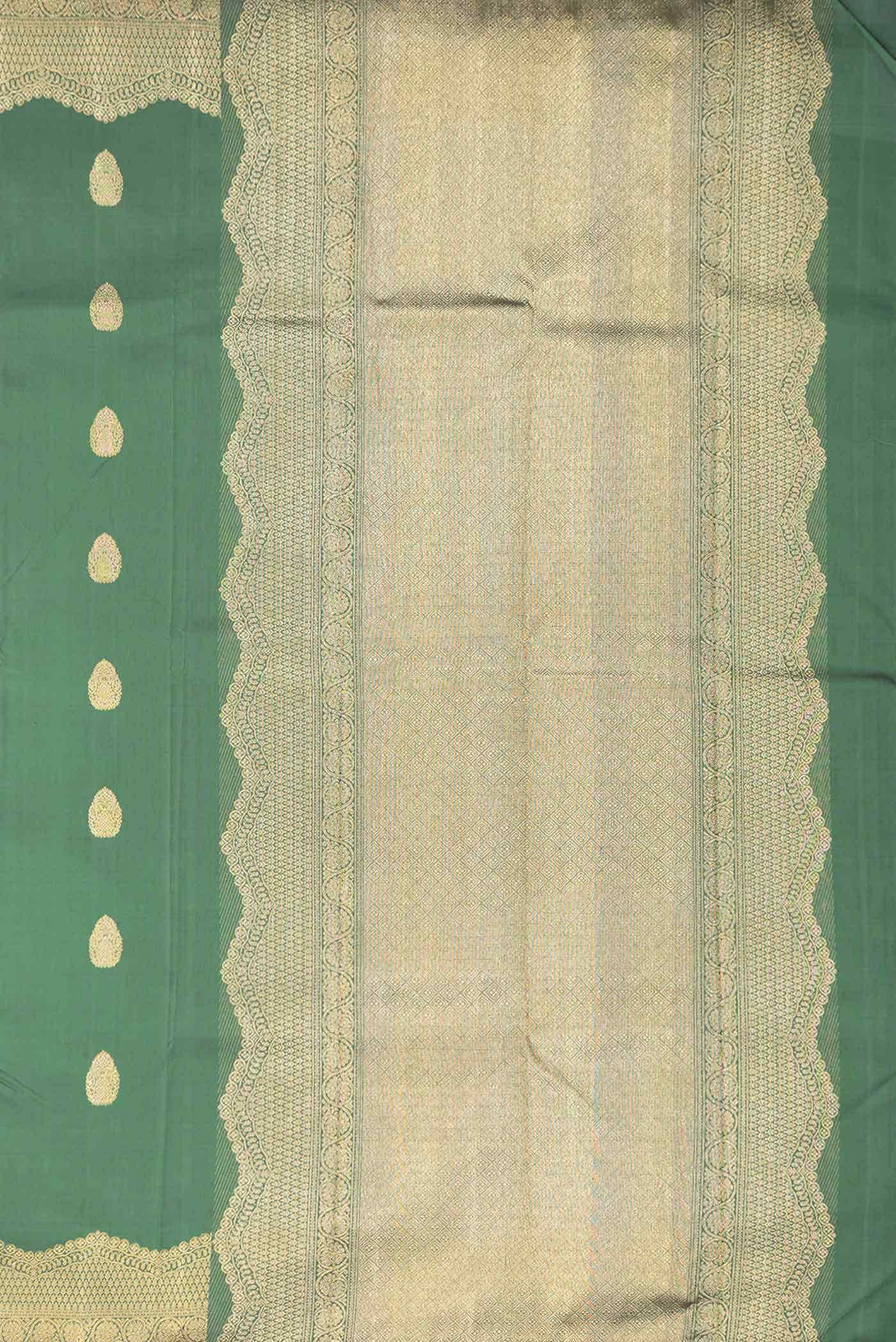 Pure Silk Pure Zari Green Dual Tone Kanchipuram Saree