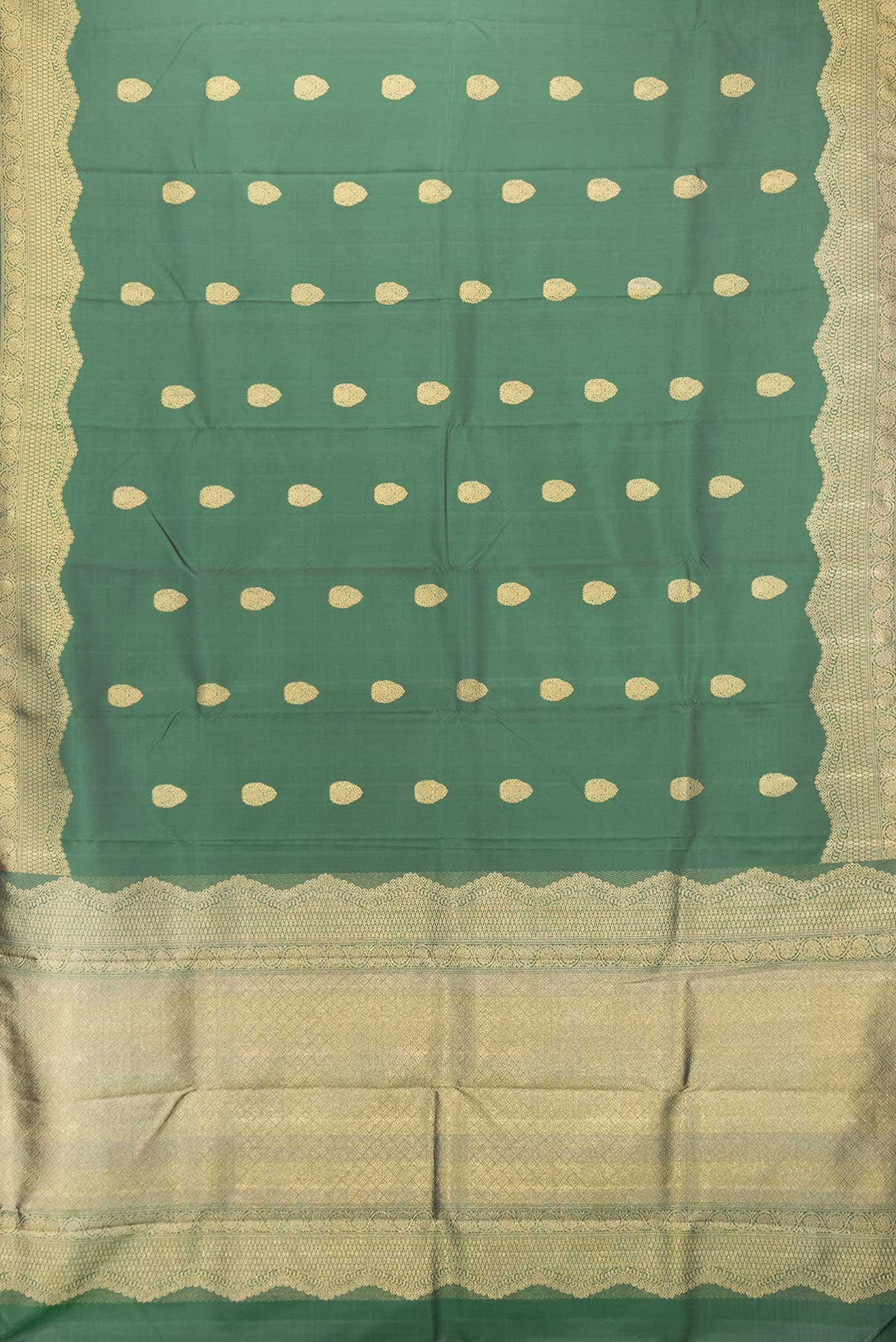 Pure Silk Pure Zari Green Dual Tone Kanchipuram Saree