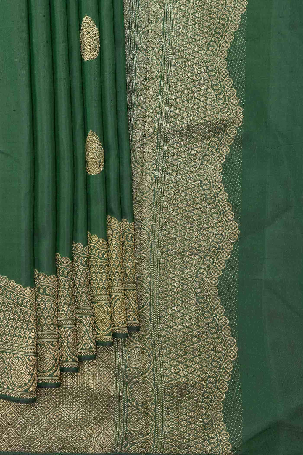 Pure Silk Pure Zari Green Dual Tone Kanchipuram Saree