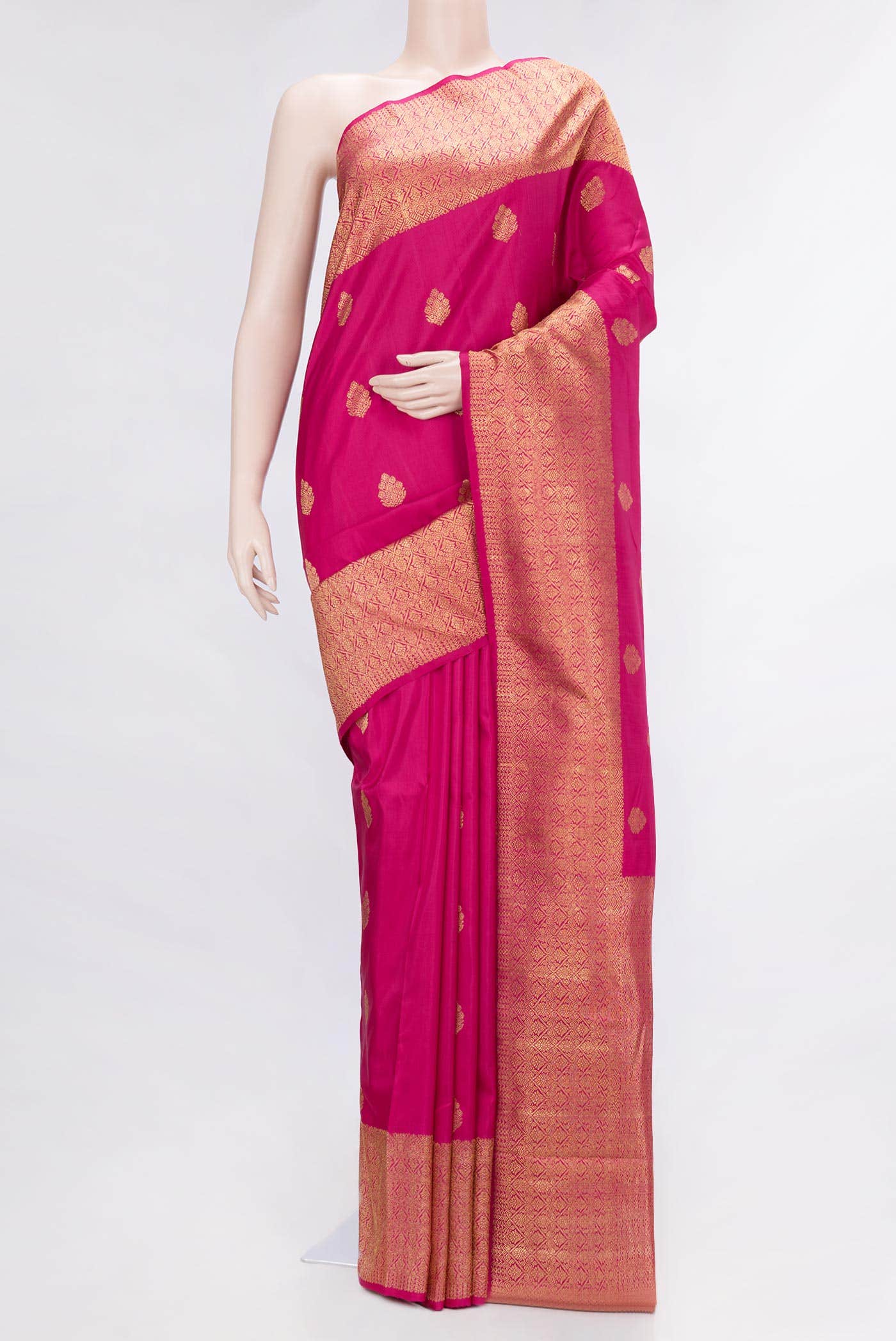Pure Silk Pure Zari Pink Dual Tone Kanchipuram Saree