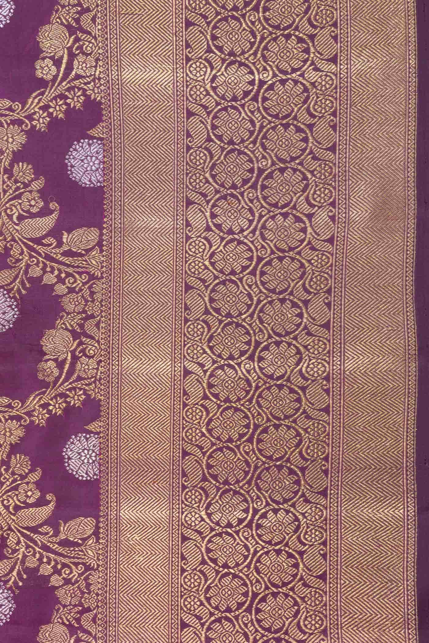 Pure Silk Pure Zari Magenta Dual Tone Kanchipuram Saree