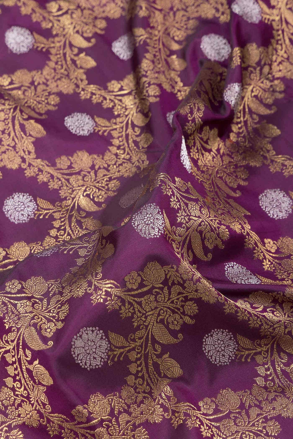 Pure Silk Pure Zari Magenta Dual Tone Kanchipuram Saree