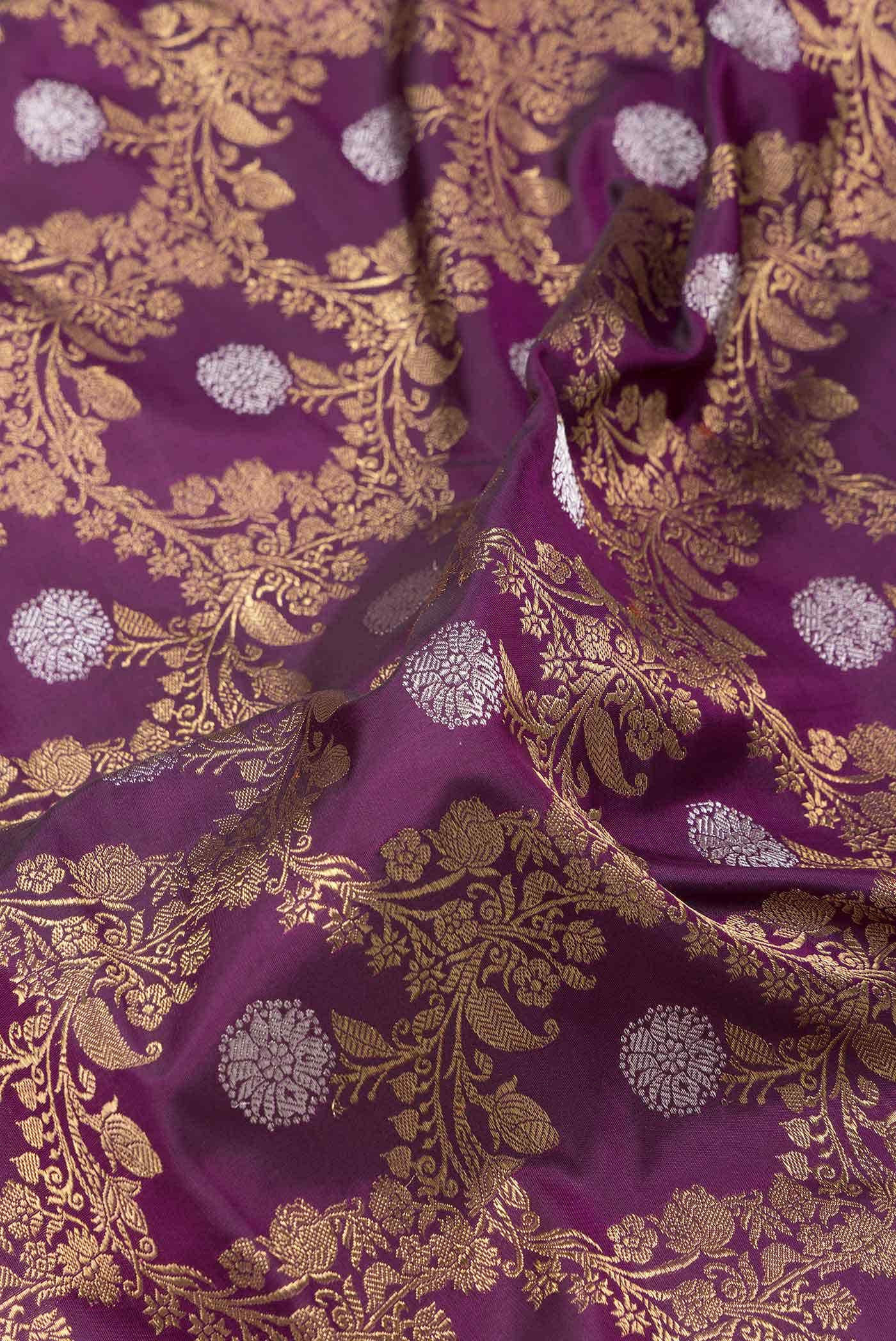 Pure Silk Pure Zari Magenta Dual Tone Kanchipuram Saree