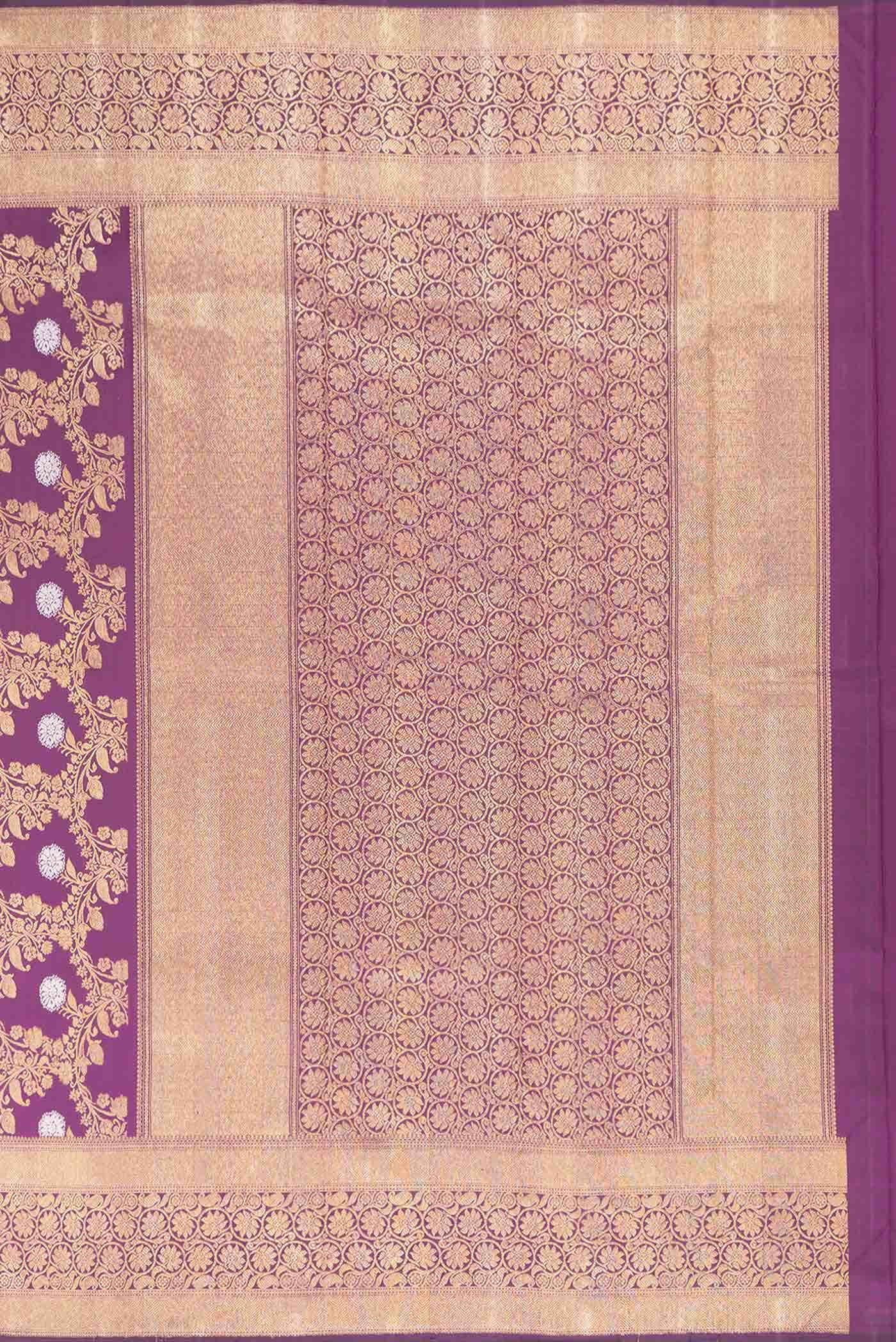 Pure Silk Pure Zari Magenta Dual Tone Kanchipuram Saree