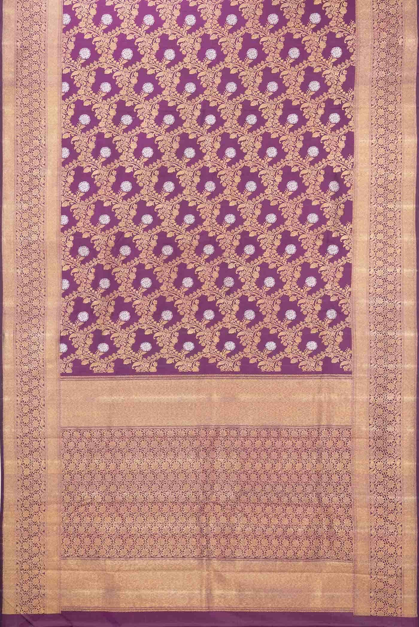 Pure Silk Pure Zari Magenta Dual Tone Kanchipuram Saree