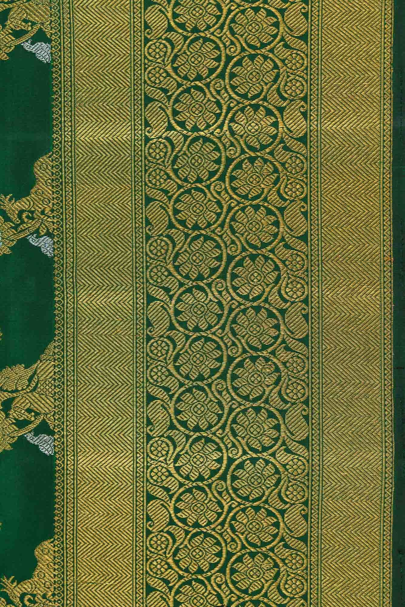 Pure Silk Pure Zari Green Dual Tone Kanjivaram Saree