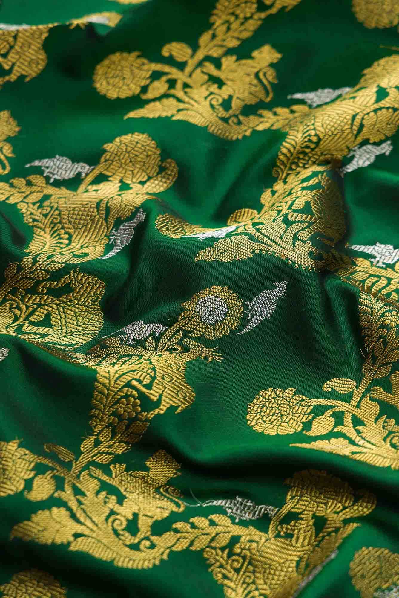 Pure Silk Pure Zari Green Dual Tone Kanchipuram Saree