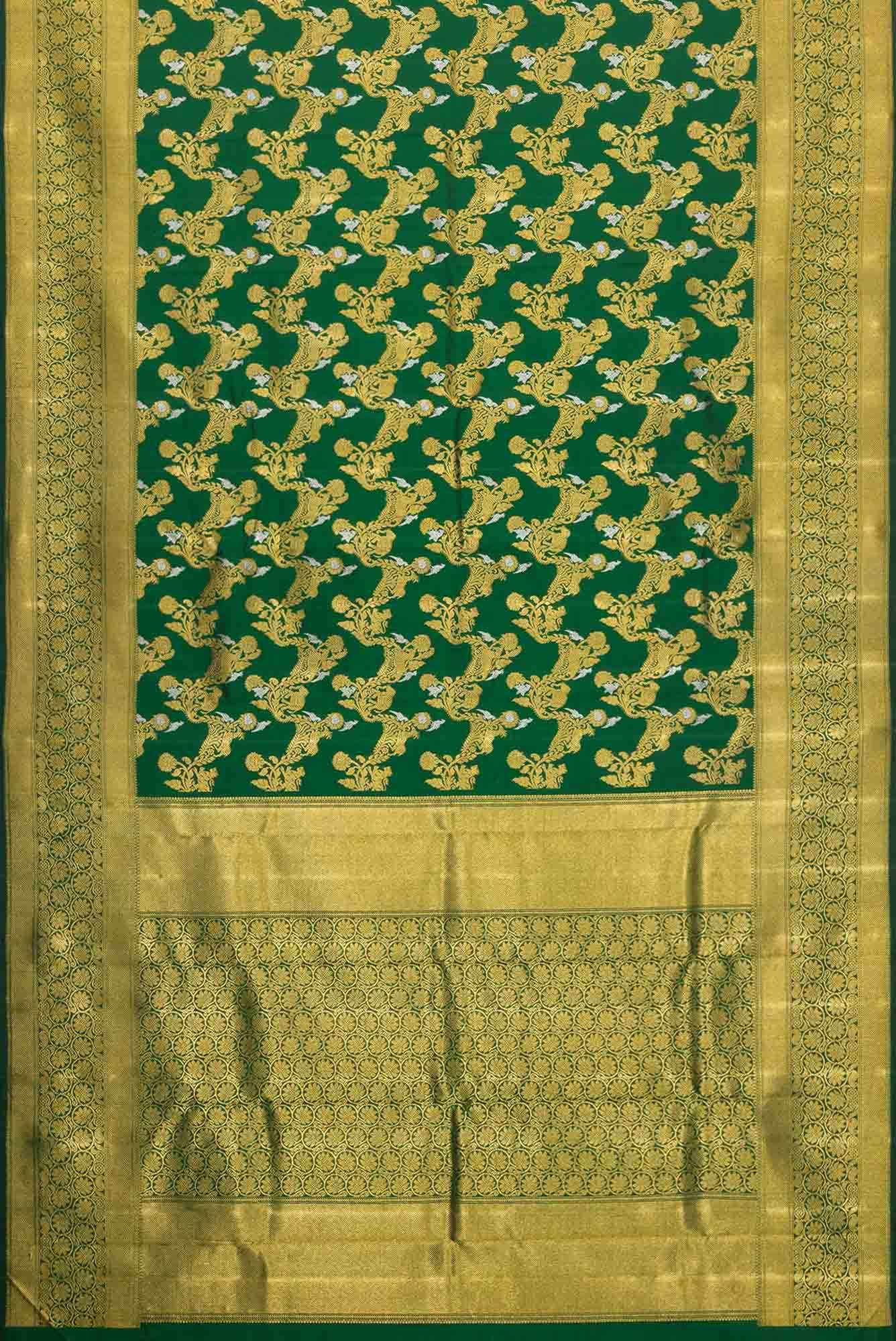 Pure Silk Pure Zari Green Dual Tone Kanjivaram Saree
