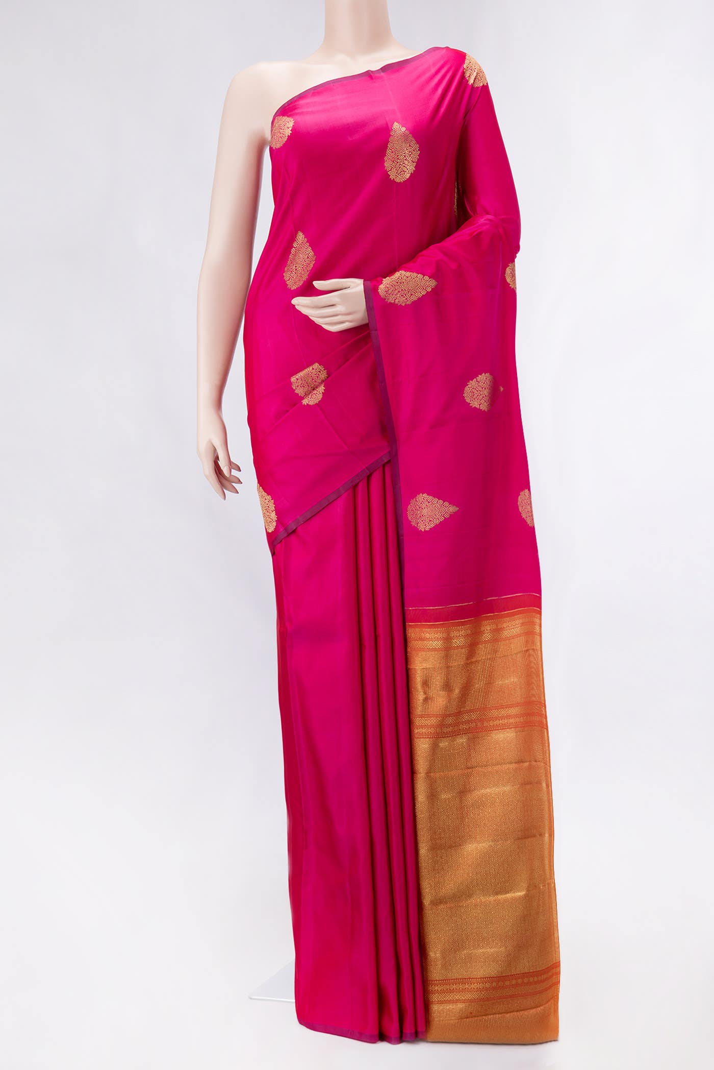 Pure Silk Pure Zari Pink Dual Tone Kanchipuram Saree