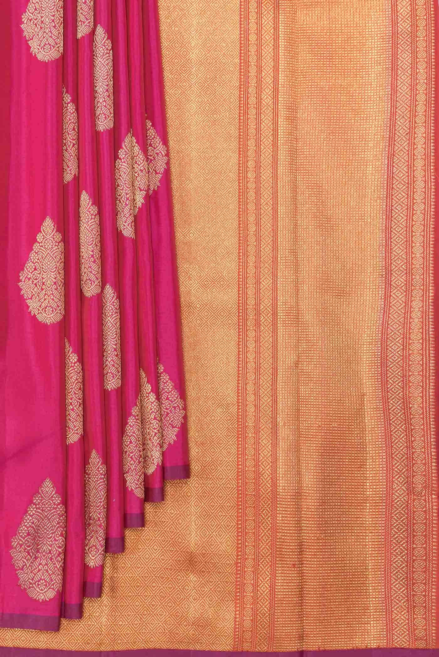 Pure Silk Pure Zari Pink Dual Tone Kanchipuram Saree