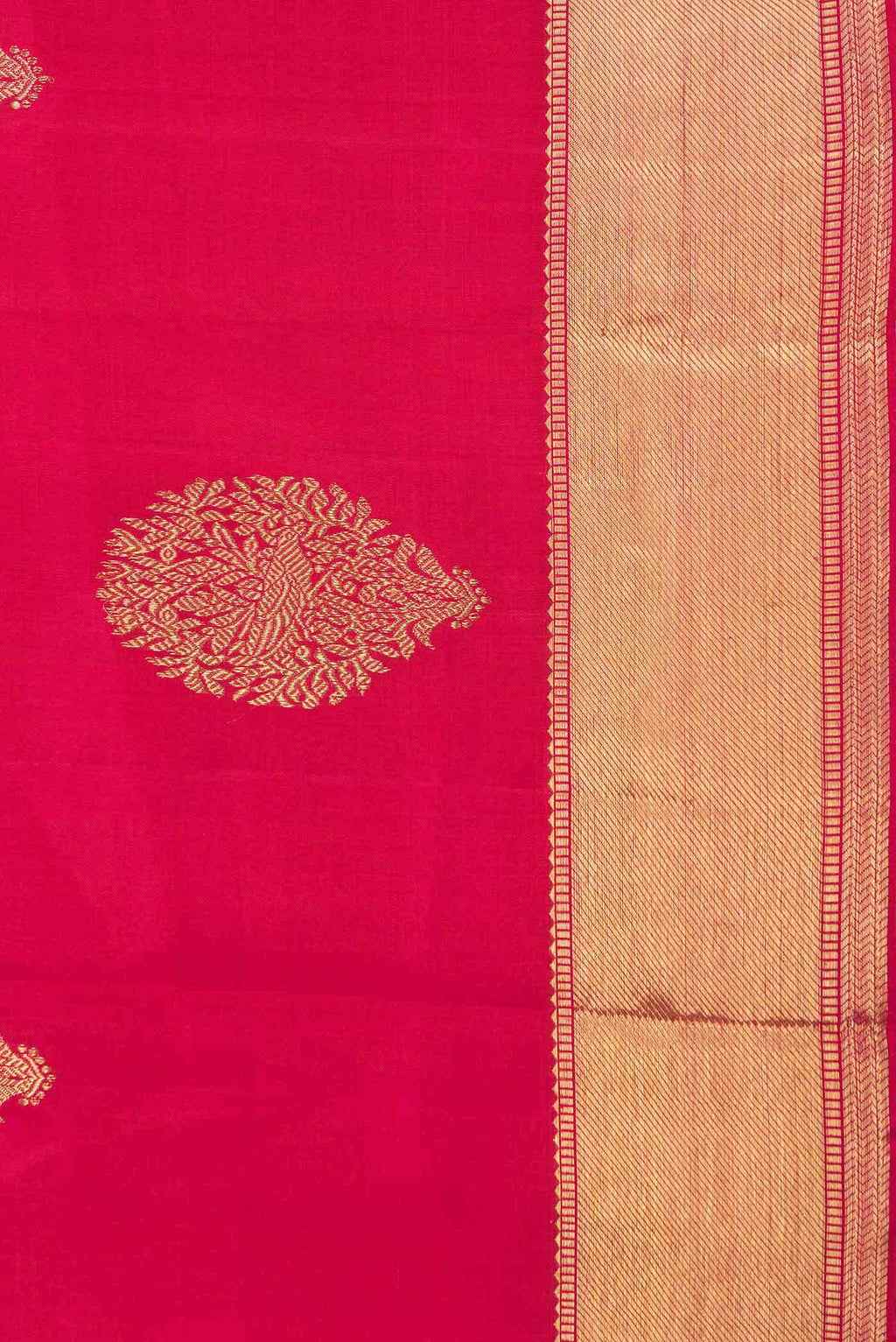 Pure Silk Pure Zari Dark Pink Dual Tone Kanchipuram Saree