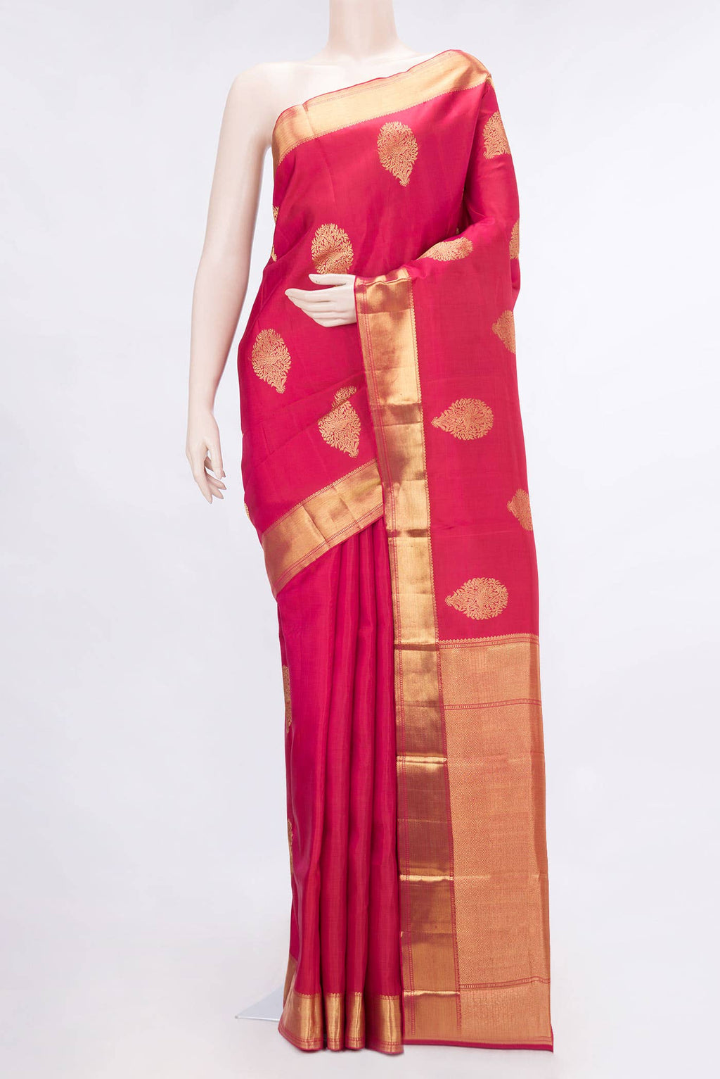 Pure Silk Pure Zari Dark Pink Dual Tone Kanchipuram Saree