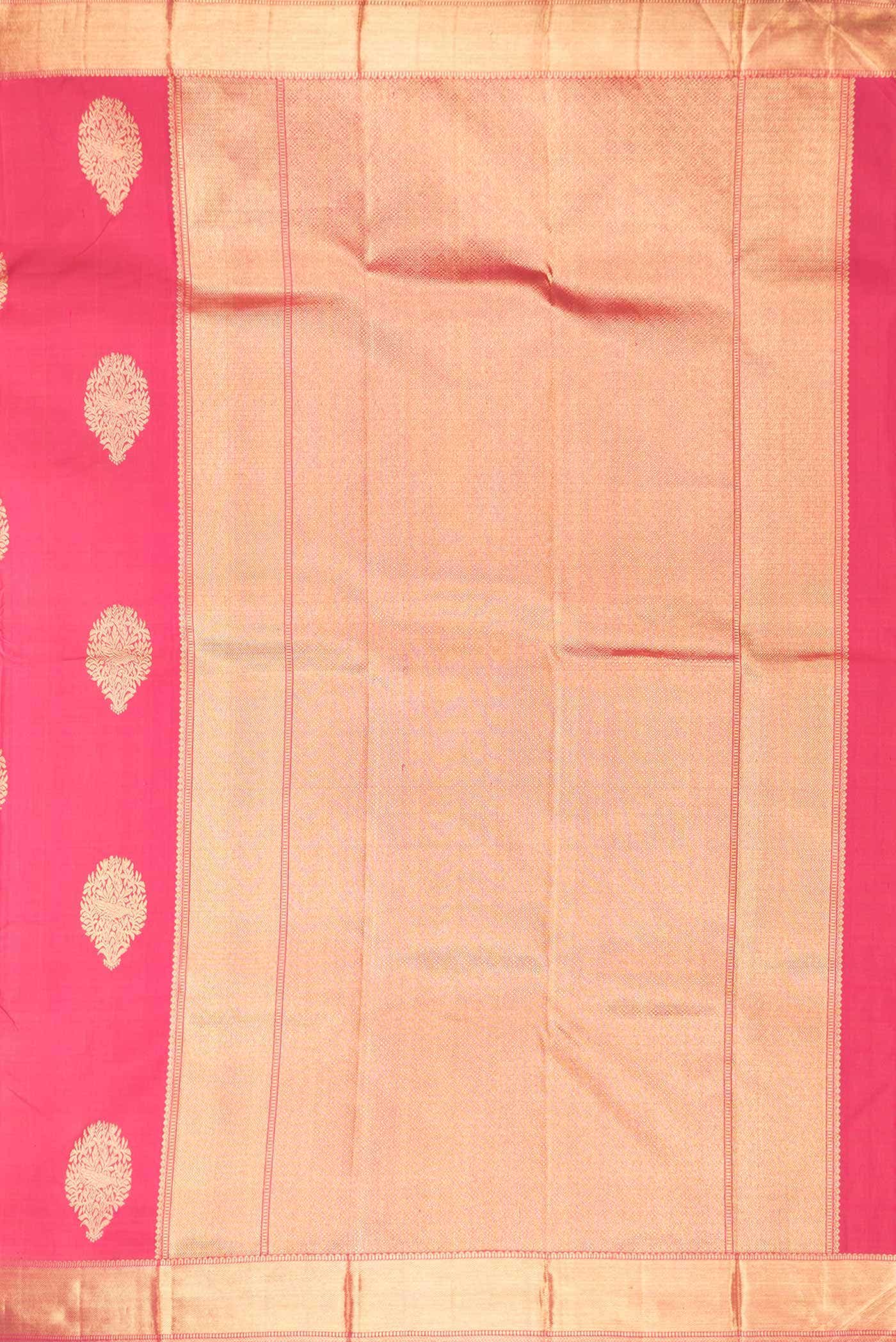 Pure Silk Pure Zari Dark Pink Dual Tone Kanchipuram Saree
