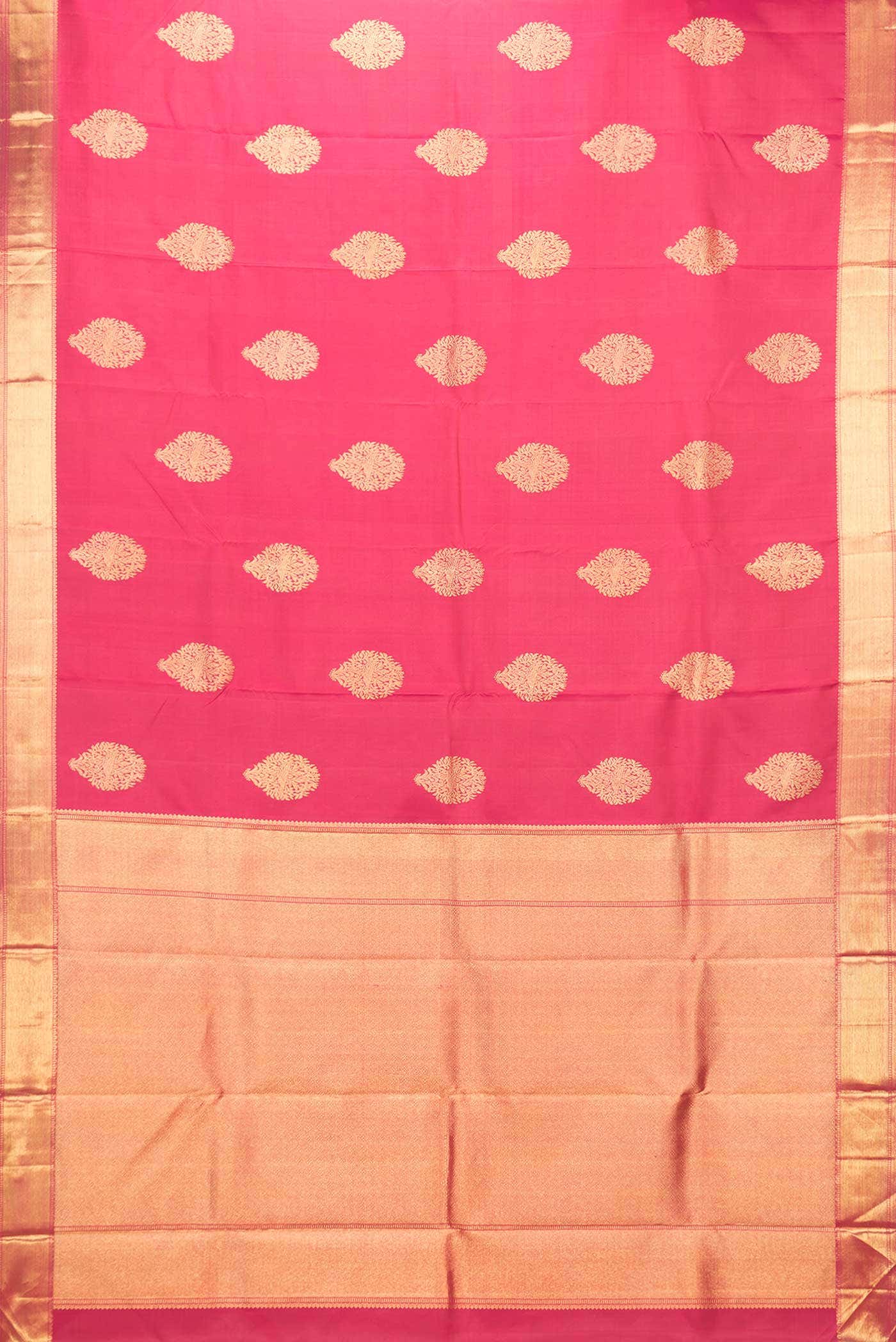 Pure Silk Pure Zari Dark Pink Dual Tone Kanchipuram Saree