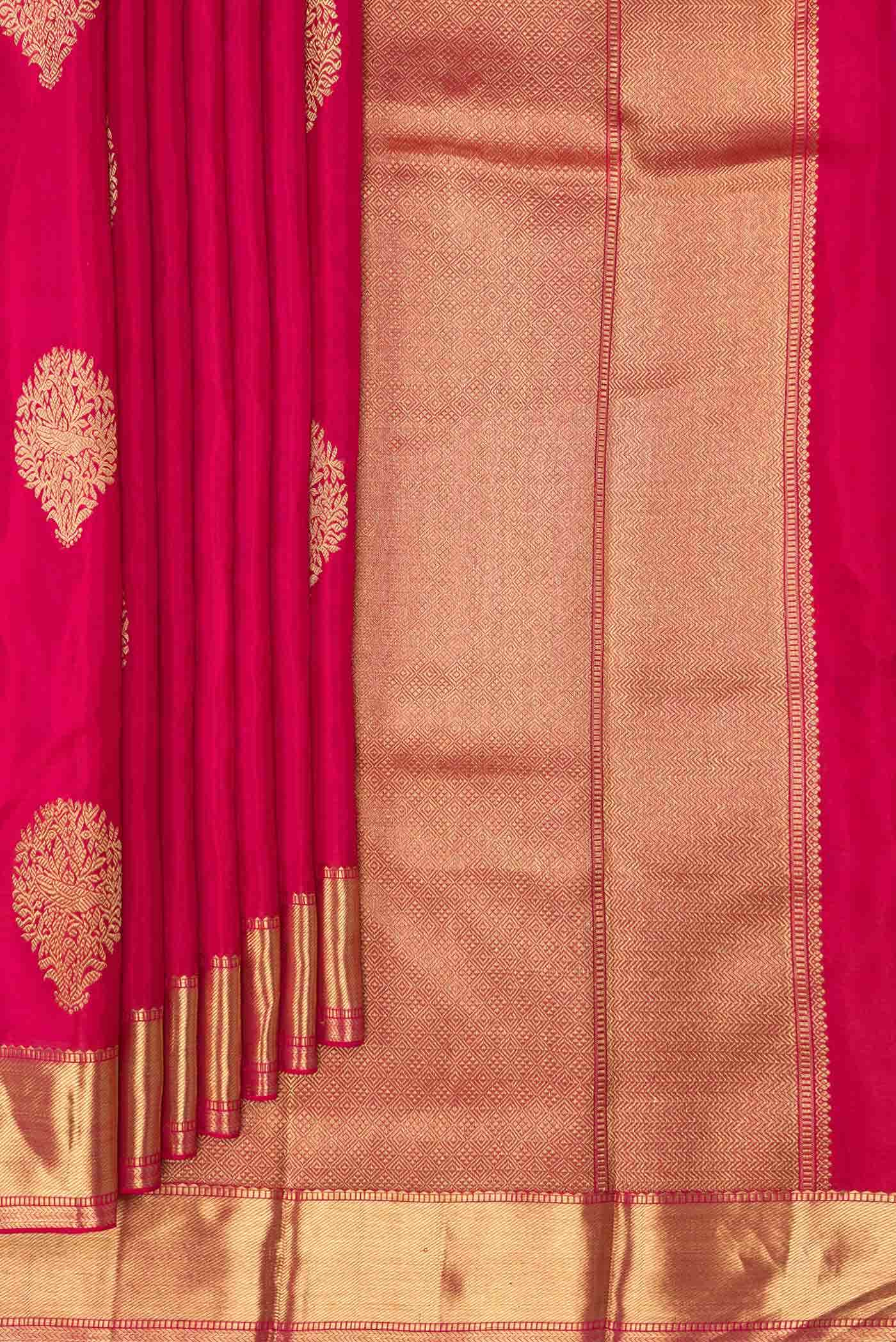 Pure Silk Pure Zari Dark Pink Dual Tone Kanchipuram Saree