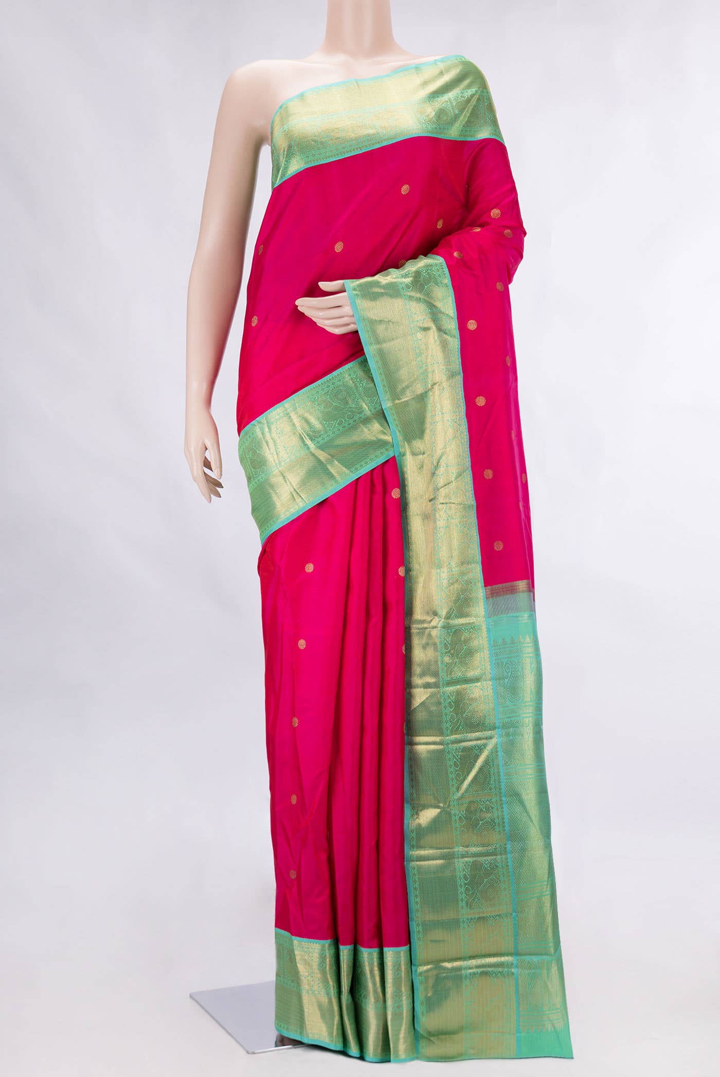 Pure Silk Pure Zari Pink Dual Tone Kanchipuram Saree