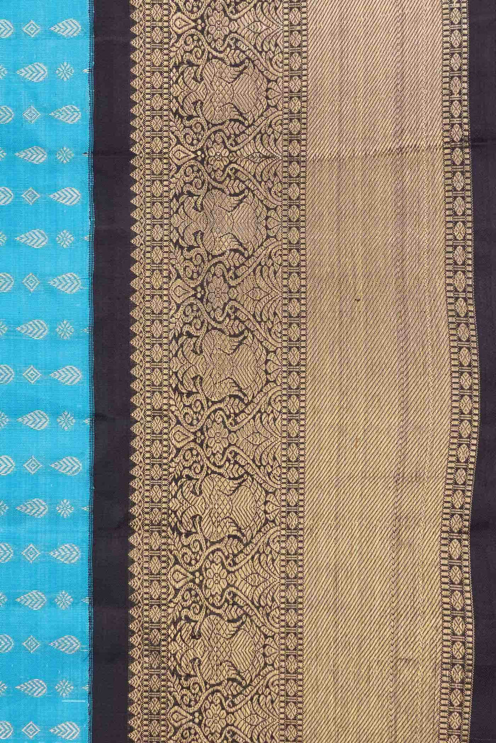 Pure Silk Pure Zari Sky Blue Dual Tone Kanchipuram Saree