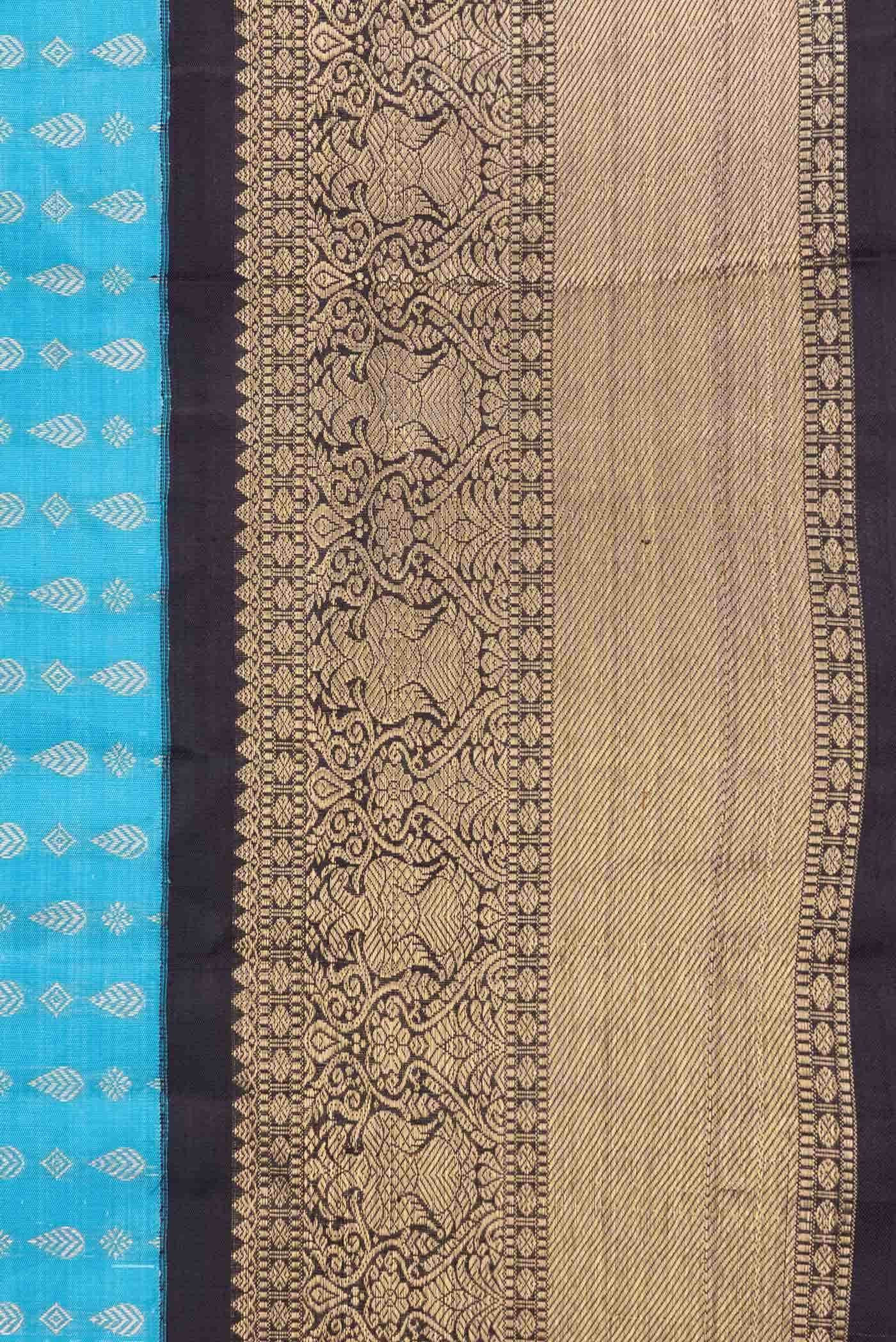 Pure Silk Pure Zari Sky Blue Dual Tone Kanchipuram Saree
