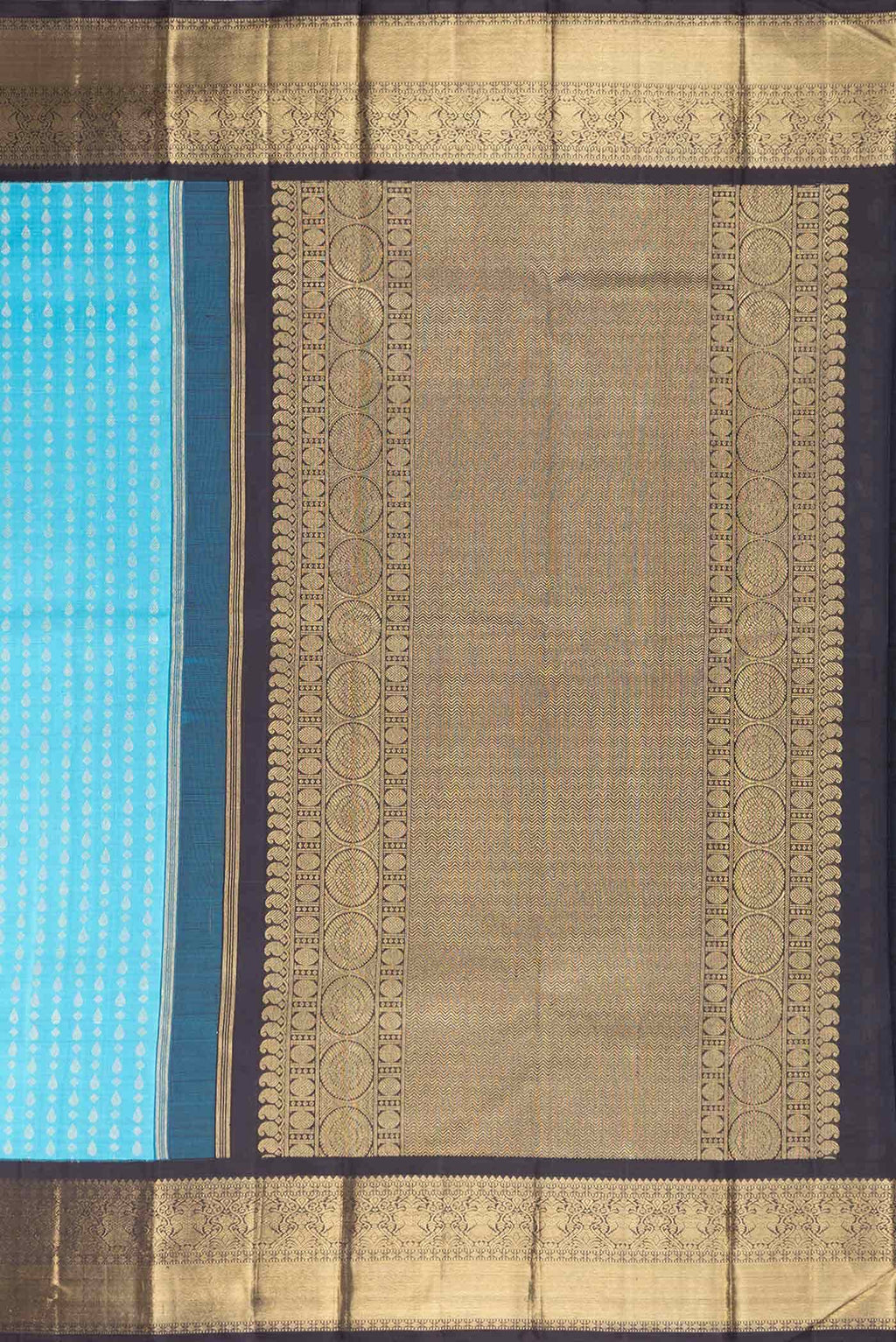 Pure Silk Pure Zari Sky Blue Dual Tone Kanchipuram Saree