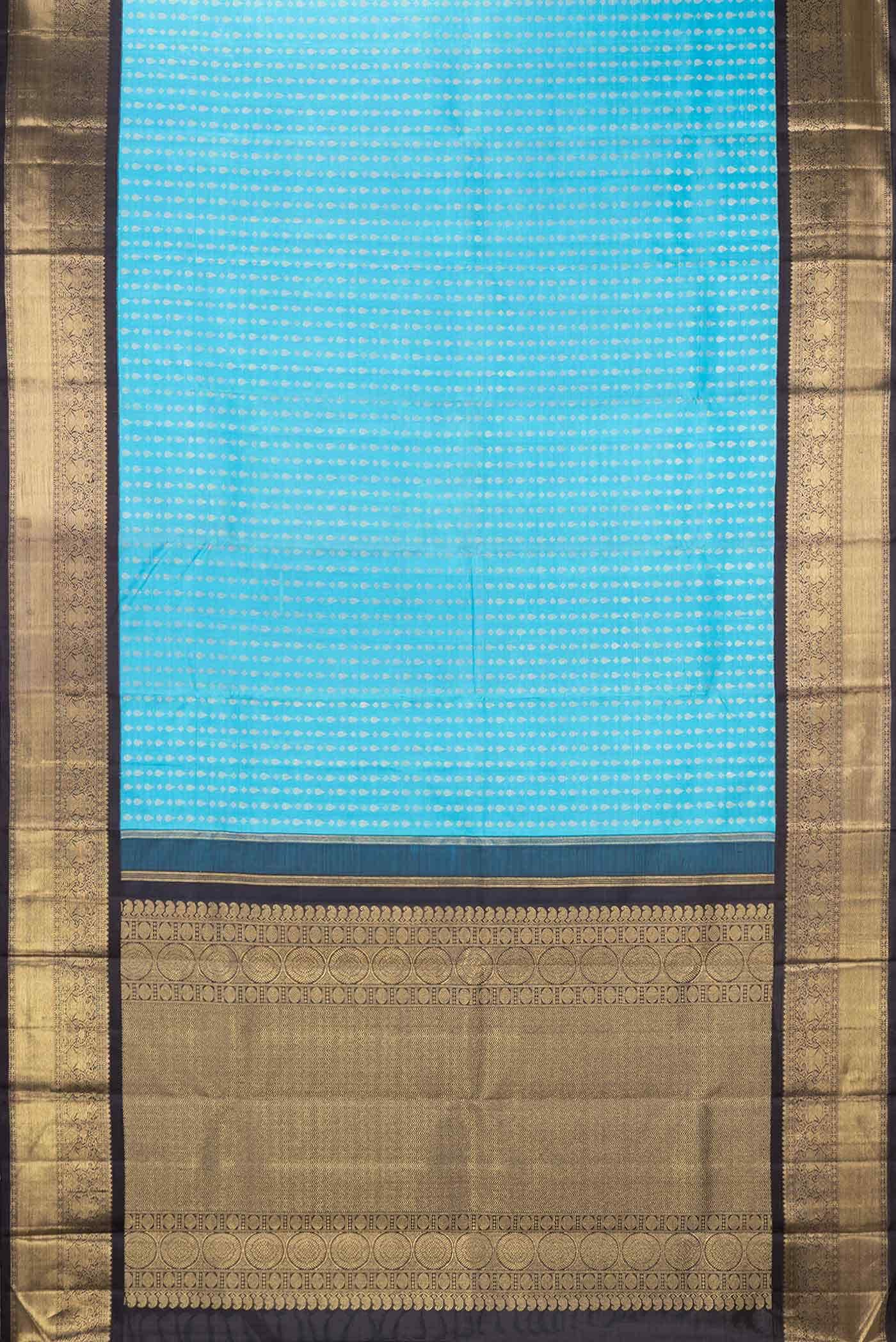 Pure Silk Pure Zari Sky Blue Dual Tone Kanchipuram Saree