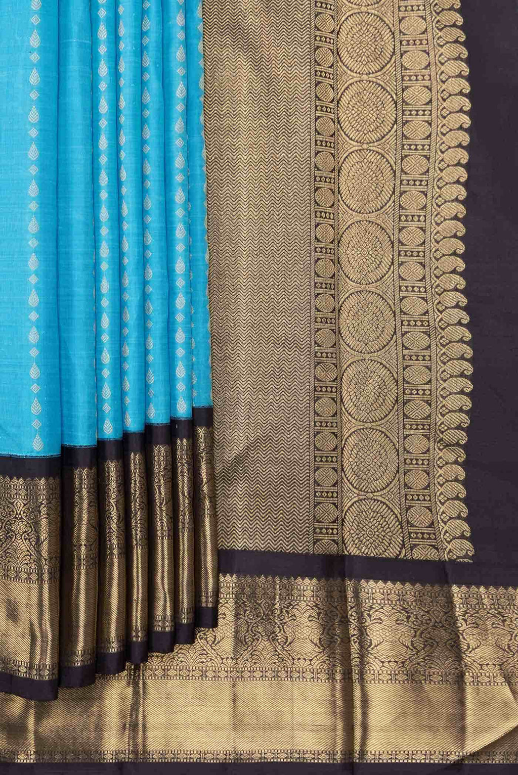 Pure Silk Pure Zari Sky Blue Dual Tone Kanchipuram Saree
