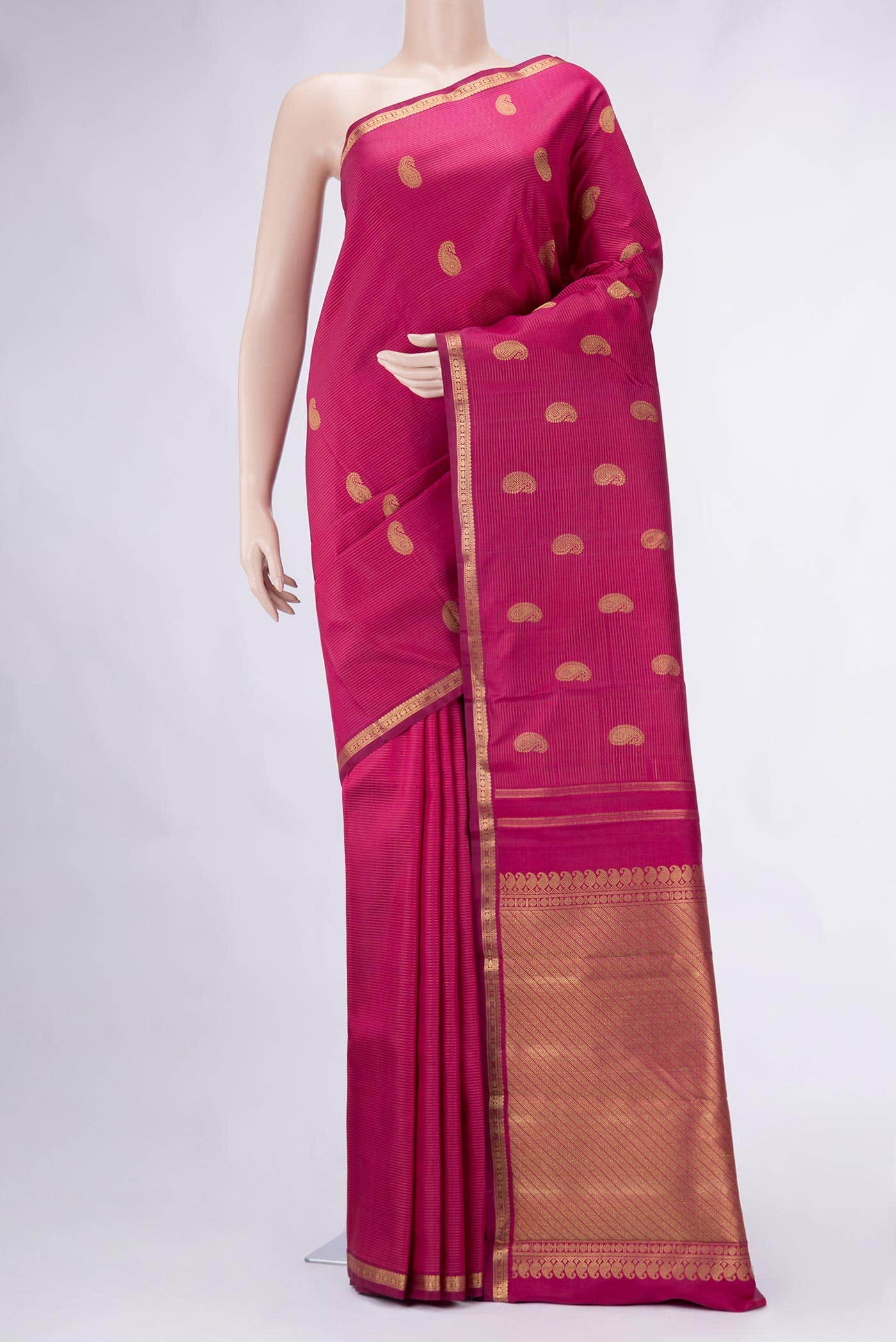 Pure Silk Pure Zari Magenta Kanchipuram Saree