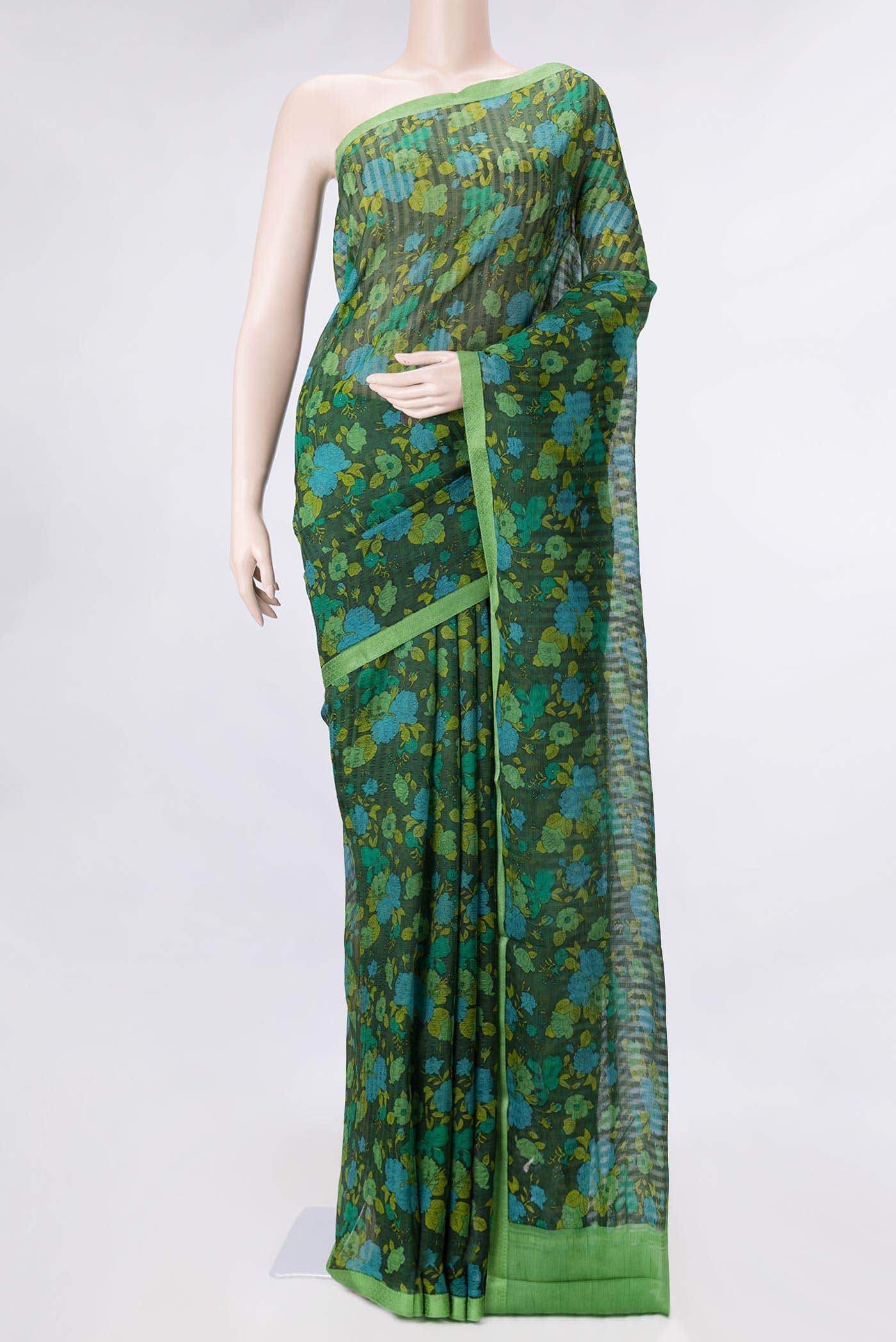 Green Dual Tone Mysore Chiffon Saree