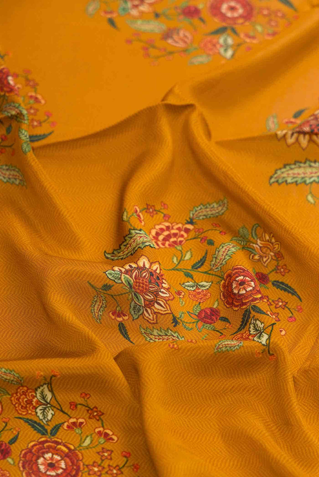 Mustard Dual Tone Mysore Crepe Saree