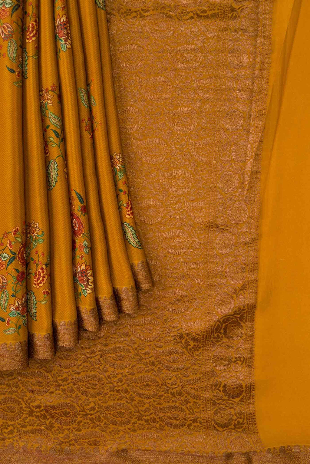 Mustard Dual Tone Mysore Crepe Saree