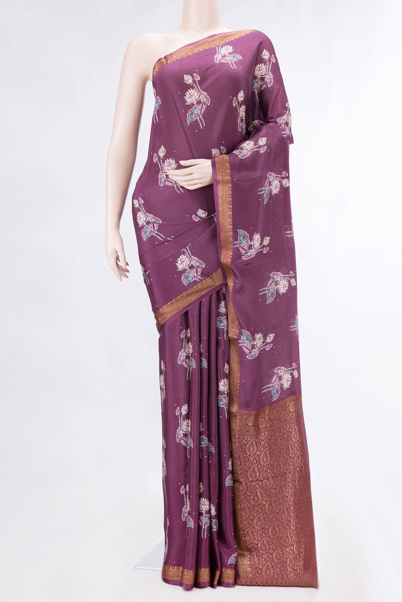 Burgundy Dual Tone Mysore Crepe Saree