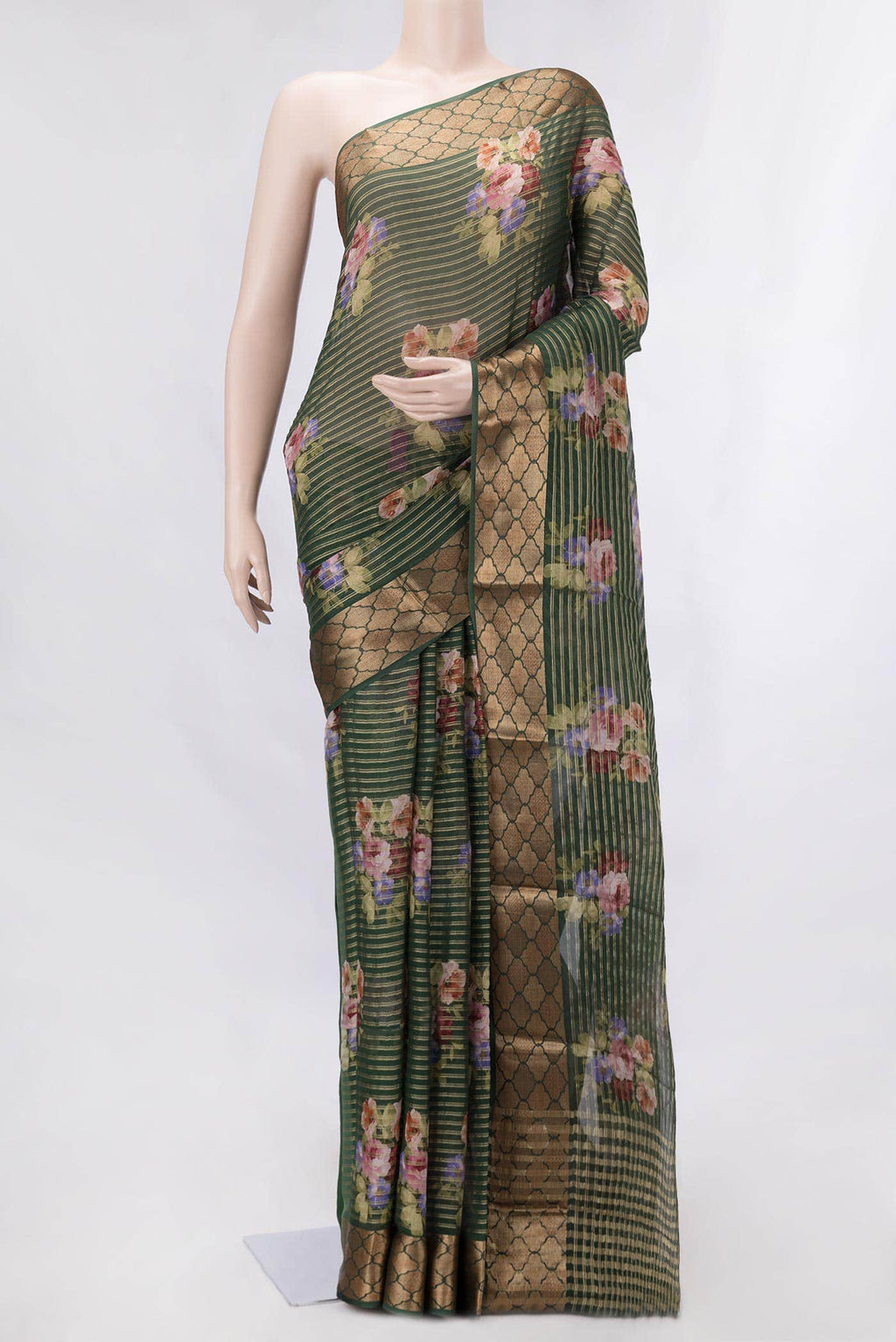 Green Dual Tone Mysore Georgette Saree