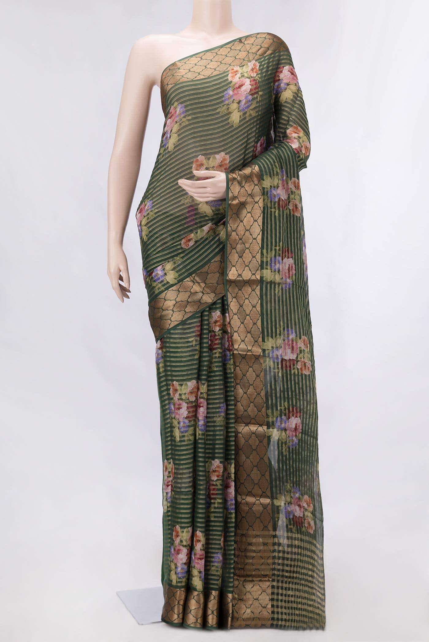 Green Dual Tone Mysore Georgette Saree