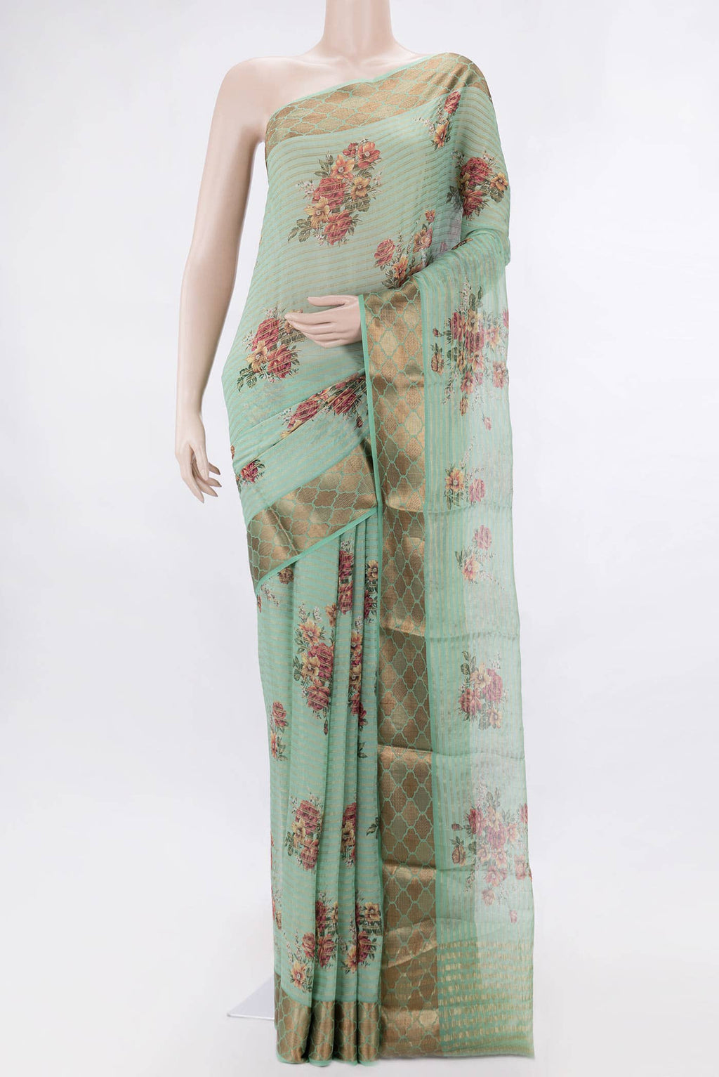 Light Green Dual Tone Mysore Georgette Saree