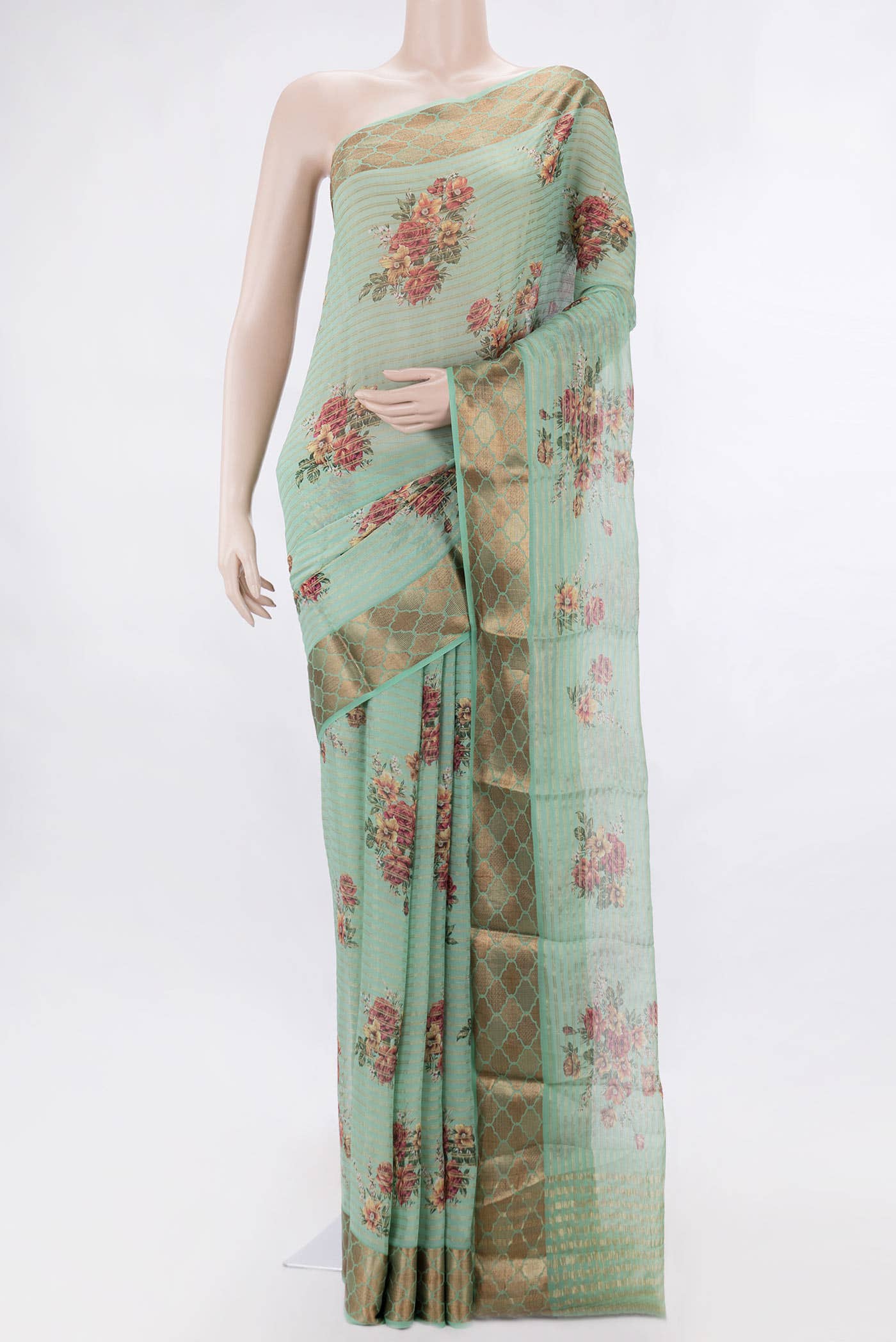 Light Green Dual Tone Mysore Georgette Saree